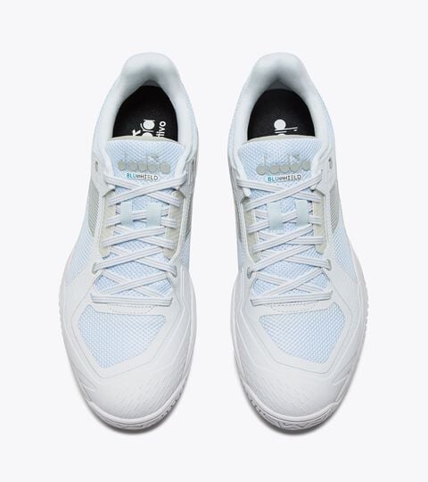 Tennis shoe for hard surfaces and clay courts -  Protection and cushioning - Men&rsquo;s BLUSHIELD TORNEO 3 AG WHITE/SILVER - Diadora