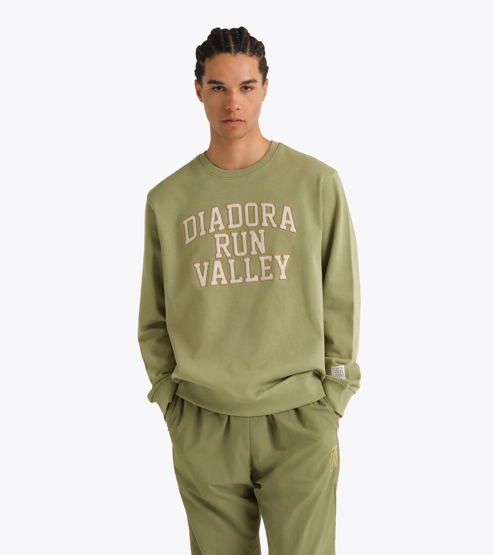 Sweatshirt - Run Valley - All-gender SWEATSHIRT CREW RUN VALLEY SAGE GREEN - Diadora