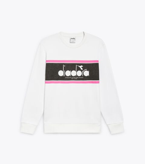 SWEATSHIRT CREW LOGO, OPTICAL WHITE Cotton crewneck - All-Gender SWEATSHIRT CREW LOGO OPTICAL WHITE - Diadora