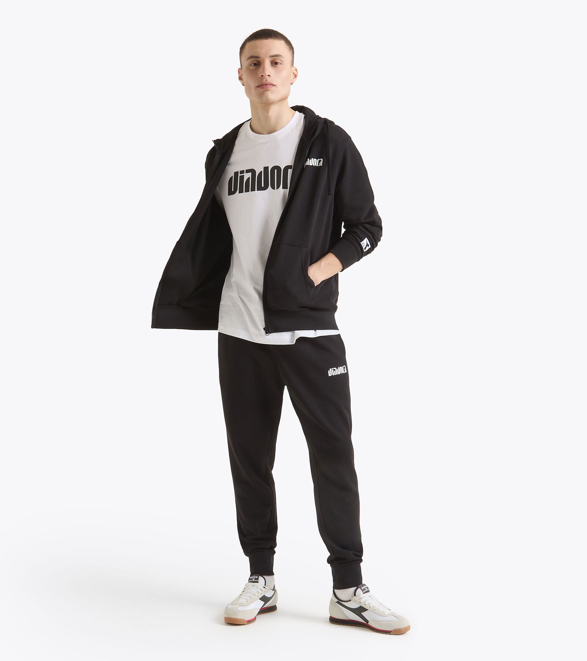 Zipped hoodie - All-gender HOODIE FZ. ATHL. LOGO BLACK - Diadora
