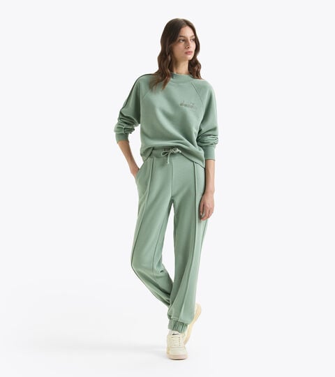 Unbrushed cotton tracksuit (crewneck sweatshirt and trousers) - Women L. SWEATSHIRT ATHLETIC LOGO TRACKSUIT green  - null