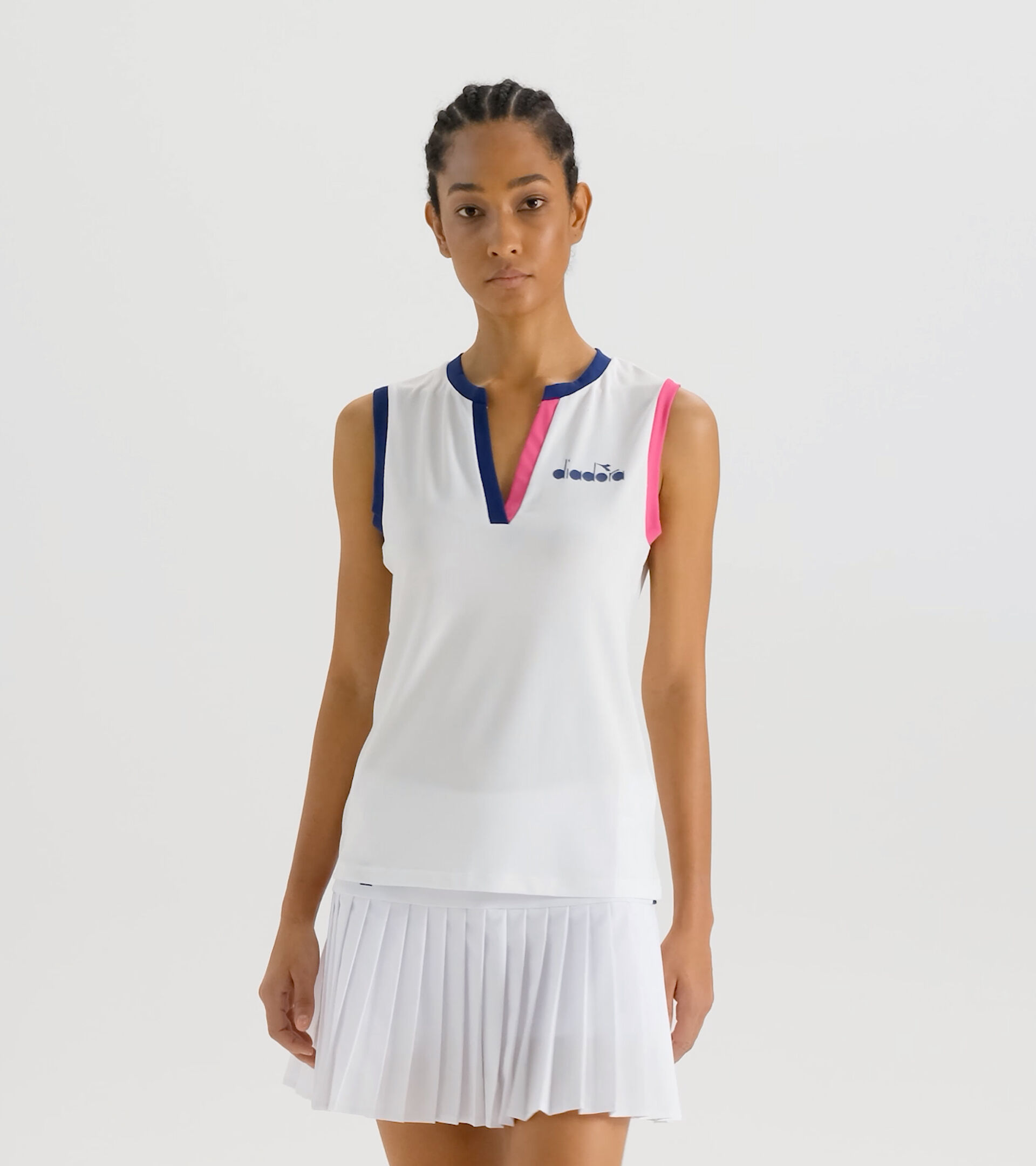 Tennis tank top - Women L. TANK ICON OPTICAL WHITE/BLACK - Diadora