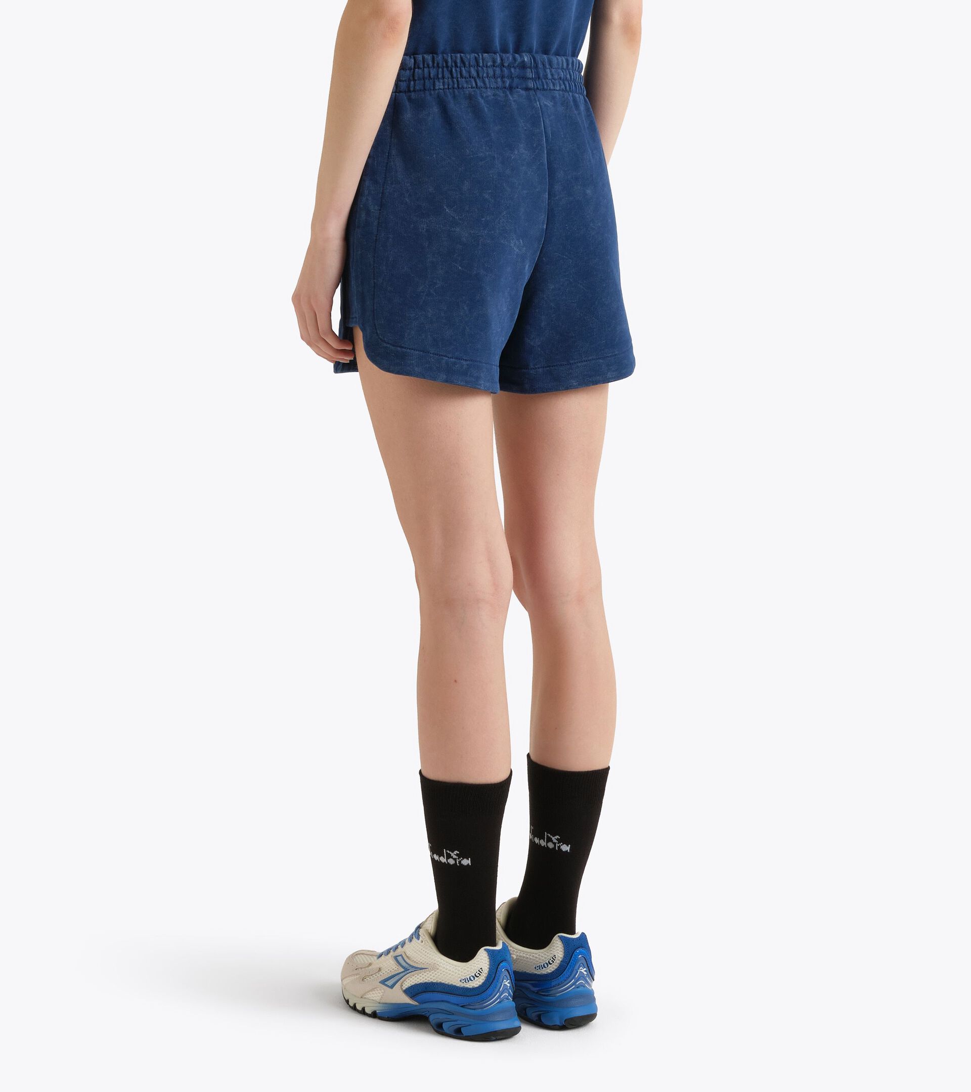 Retro-inspired Cotton Shorts - Women&rsquo;s L. SHORTS AVENUE LAB NAVY PEONY - Diadora