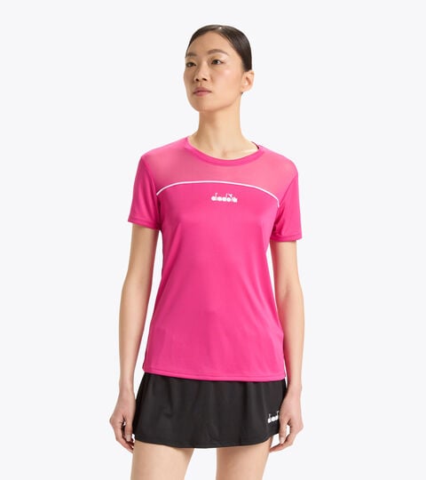 Tennis-T-Shirt aus Polyester - Damen L. SS CORE T-SHIRT T ROTE BETE LILA - Diadora