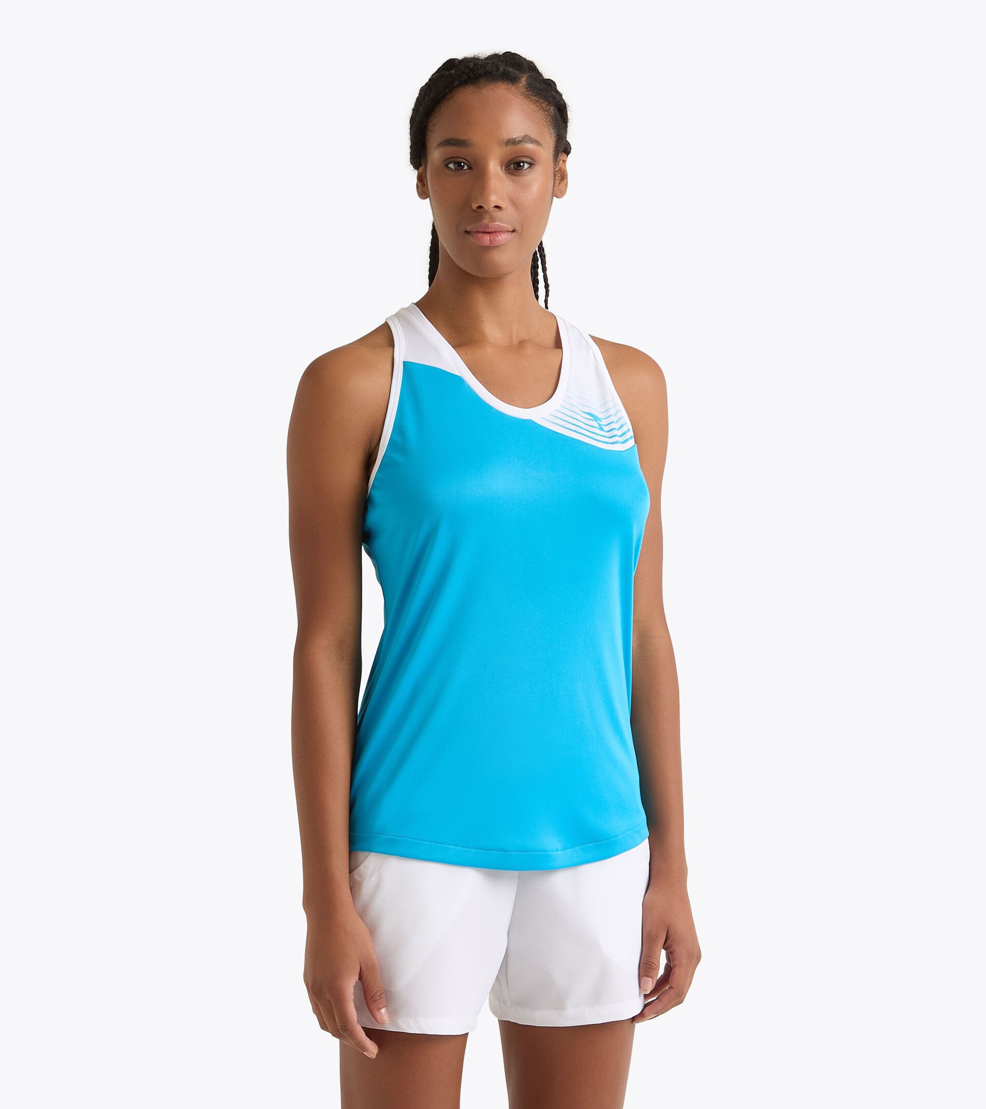Haut sans manches de tennis pour Femme L. TANK COURT BLEU ROI FLUO - Diadora