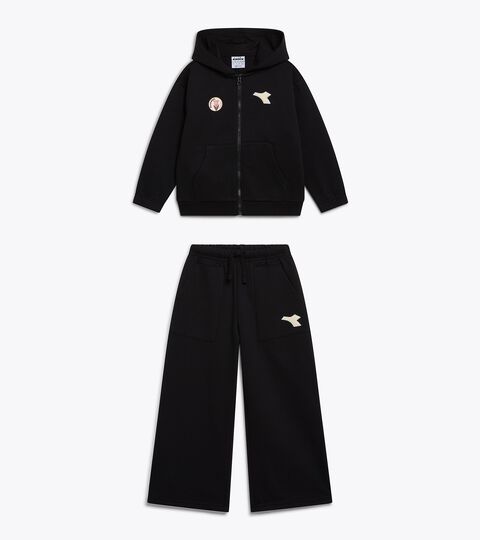 Trainingsanzug in Baumwolloptik - Regular/Relaxed Fit - M&auml;dchen JG. TRACKSUIT HD FZ LOGO (BR) SCHWARZ - Diadora