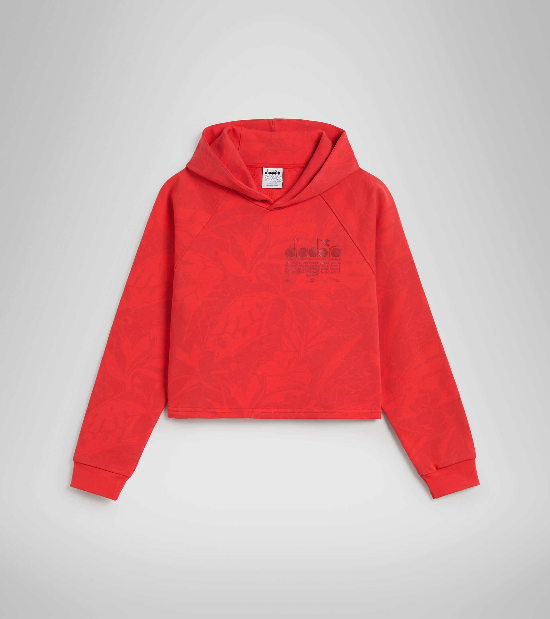 Cropped organic cotton hoodie - Women L. HOODIE CROP MANIFESTO POPPY RED - Diadora