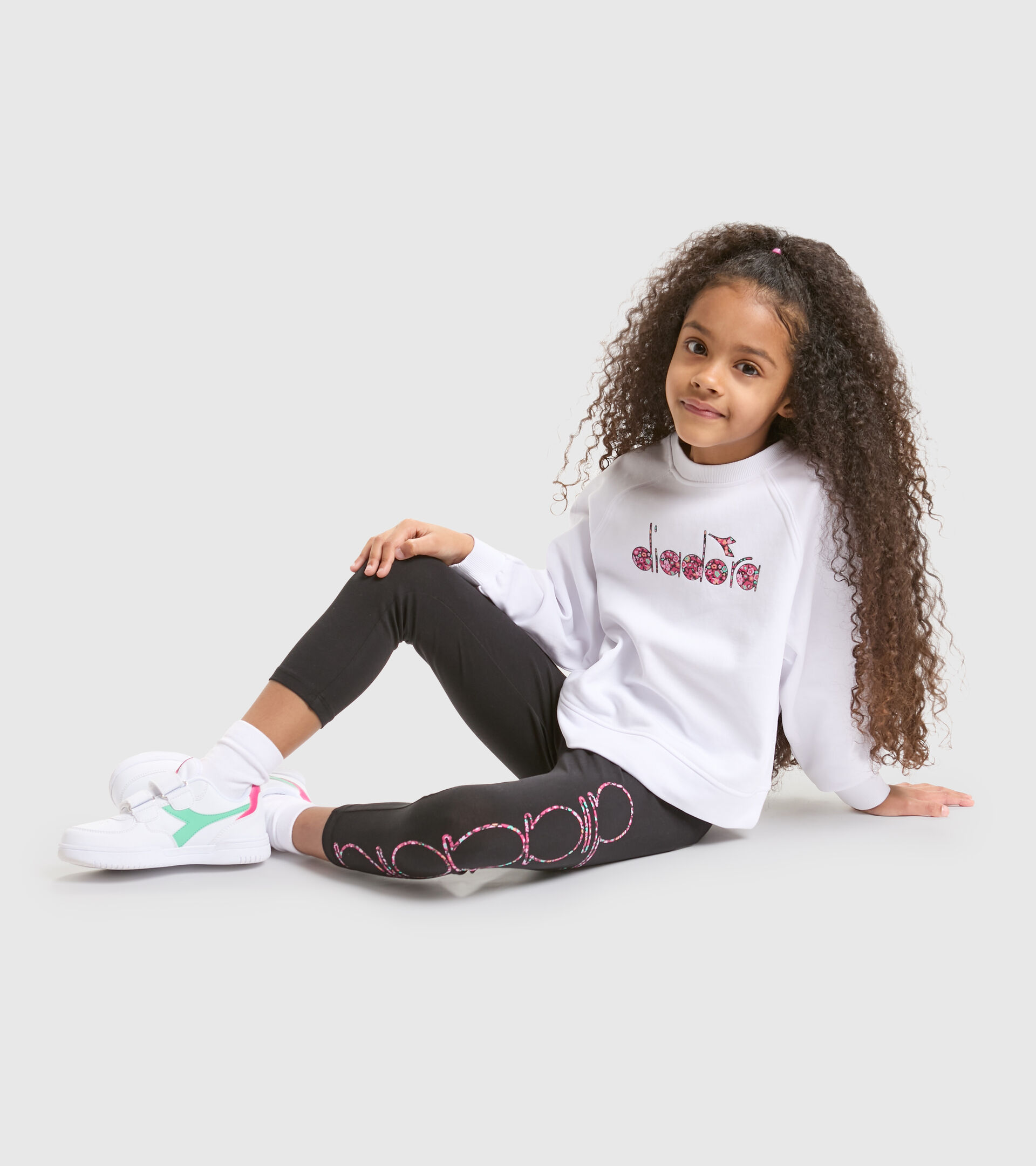 Cotton sports sweatshirt - Girls JG.SWEAT BLOSSOM OPTICAL WHITE - Diadora