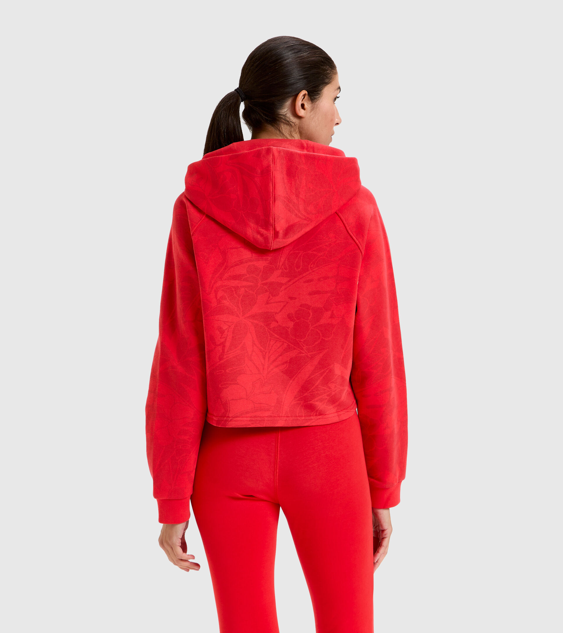 Cropped organic cotton hoodie - Women L. HOODIE CROP MANIFESTO POPPY RED - Diadora