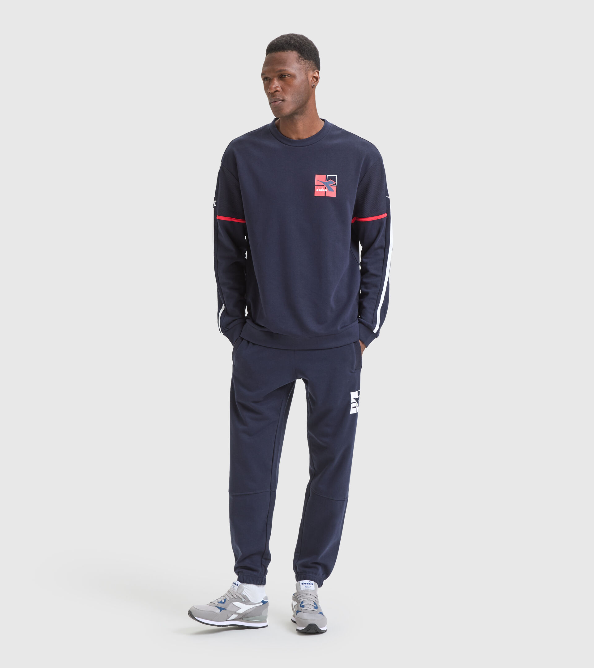 Cotton terrycloth sweatshirt - Men SWEATSHIRT CREW WEAVE CLASSIC NAVY - Diadora