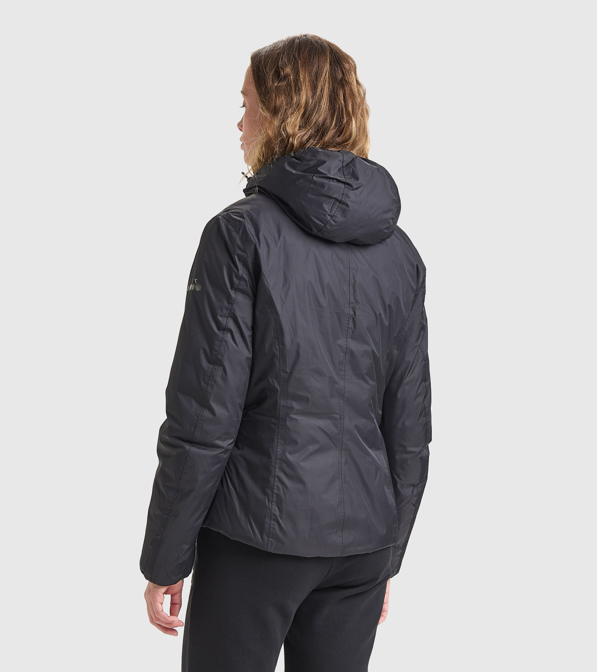 Reversible puffer jacket - Women L. HOODIE INSULATED JACKET BLACK/FOREST NIGHT - Diadora
