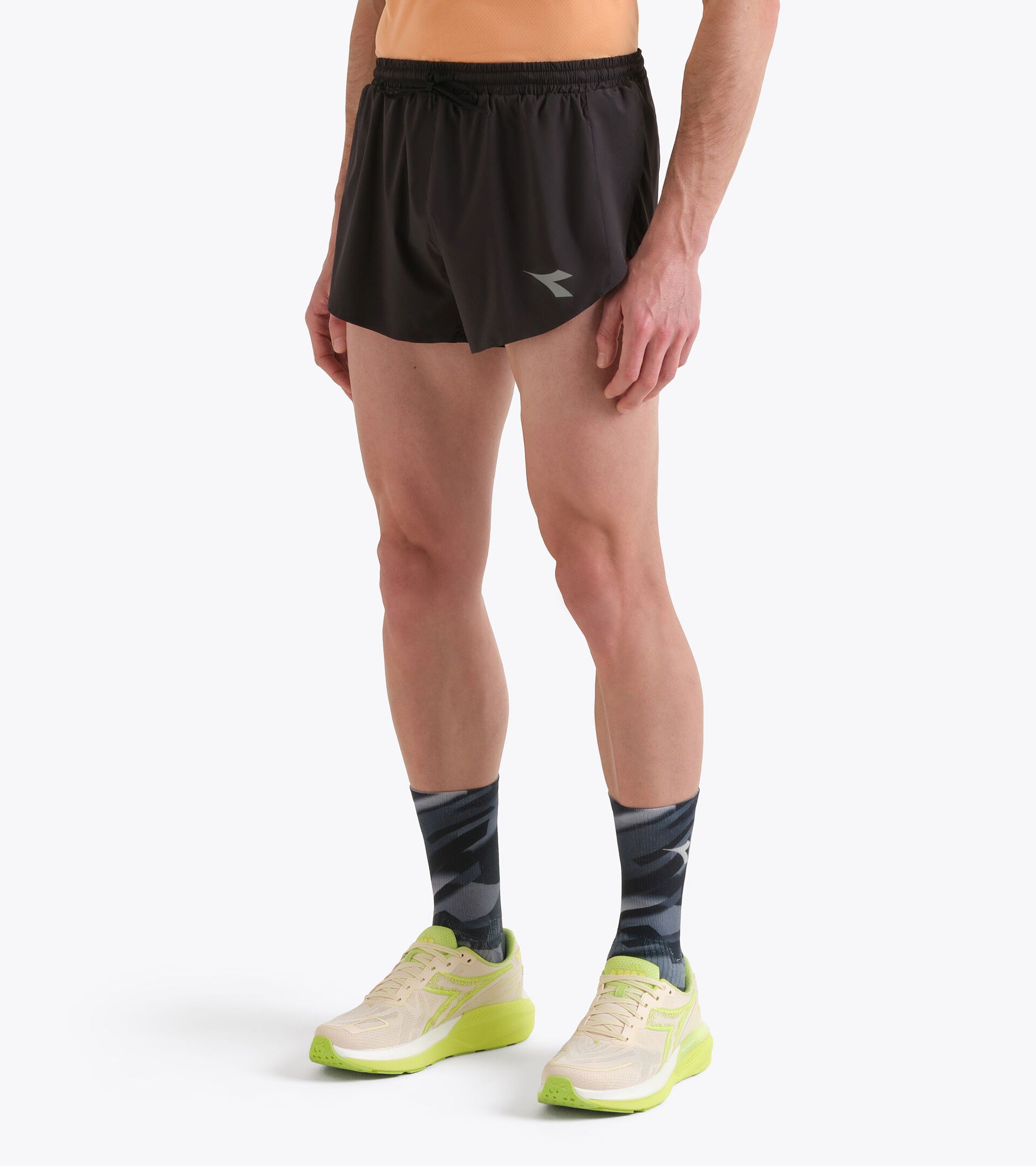 Short fendu FIBRAZERO 3&rsquo;&rsquo;  - Running - Homme SPLIT SHORTS 3 SUPER LIGHT FIBRAZERO NOIR - Diadora
