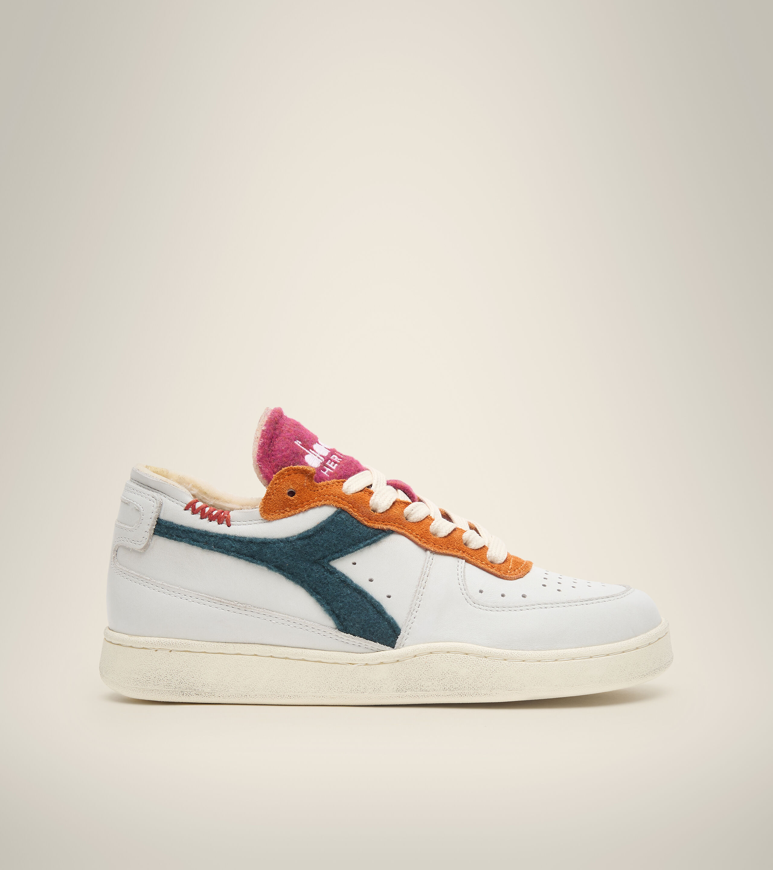Diadora Heritage Sneaker Unisex – Ispirazione Tennis, Tomaia In Tessuto E Camoscio, Colore Blu/Arancione/Bianco - 6