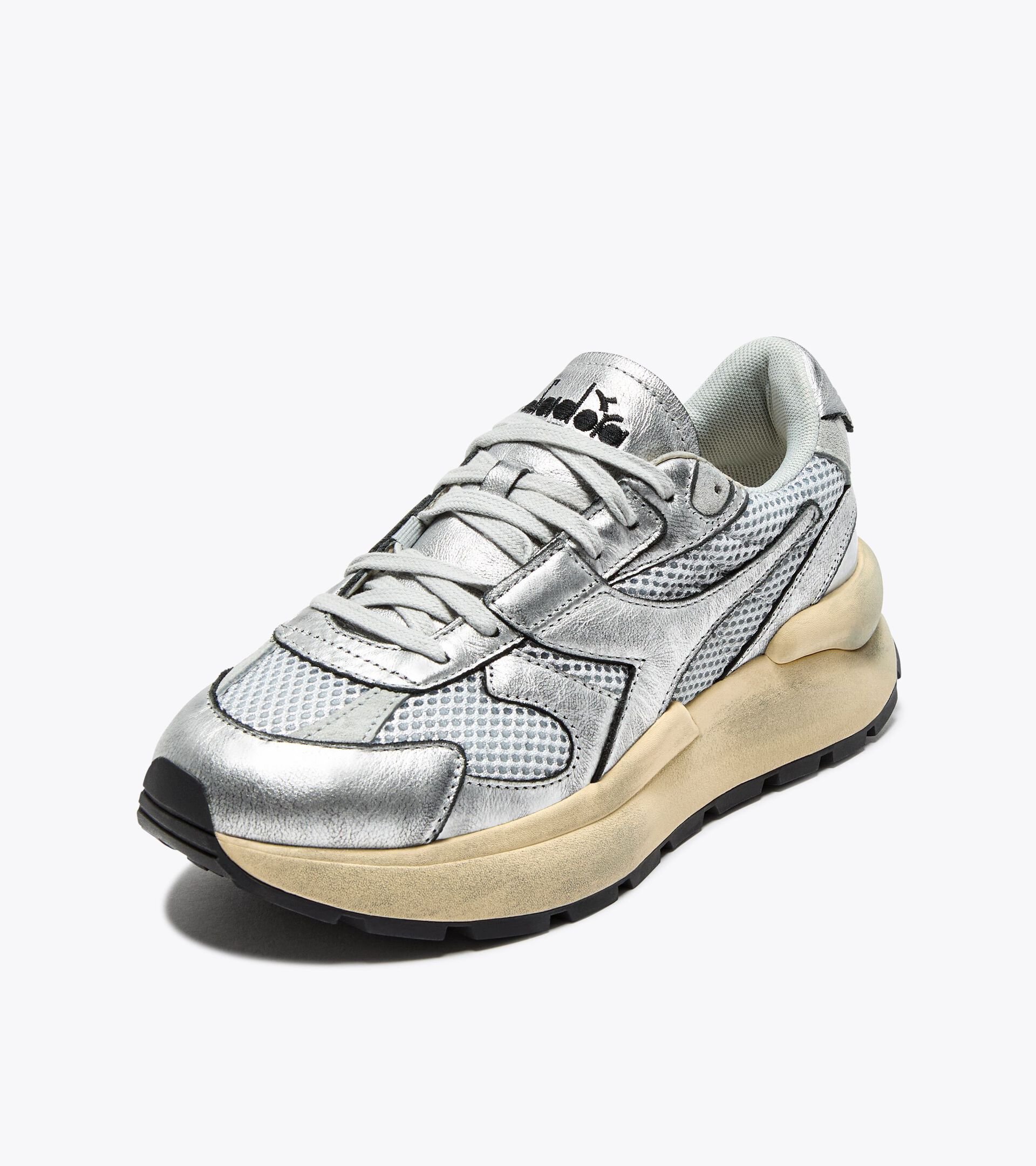 Sneaker Heritage in pelle - Donna MERCURY ELITE SILVER USED WN ARGENTO METALLIZZATO - Diadora