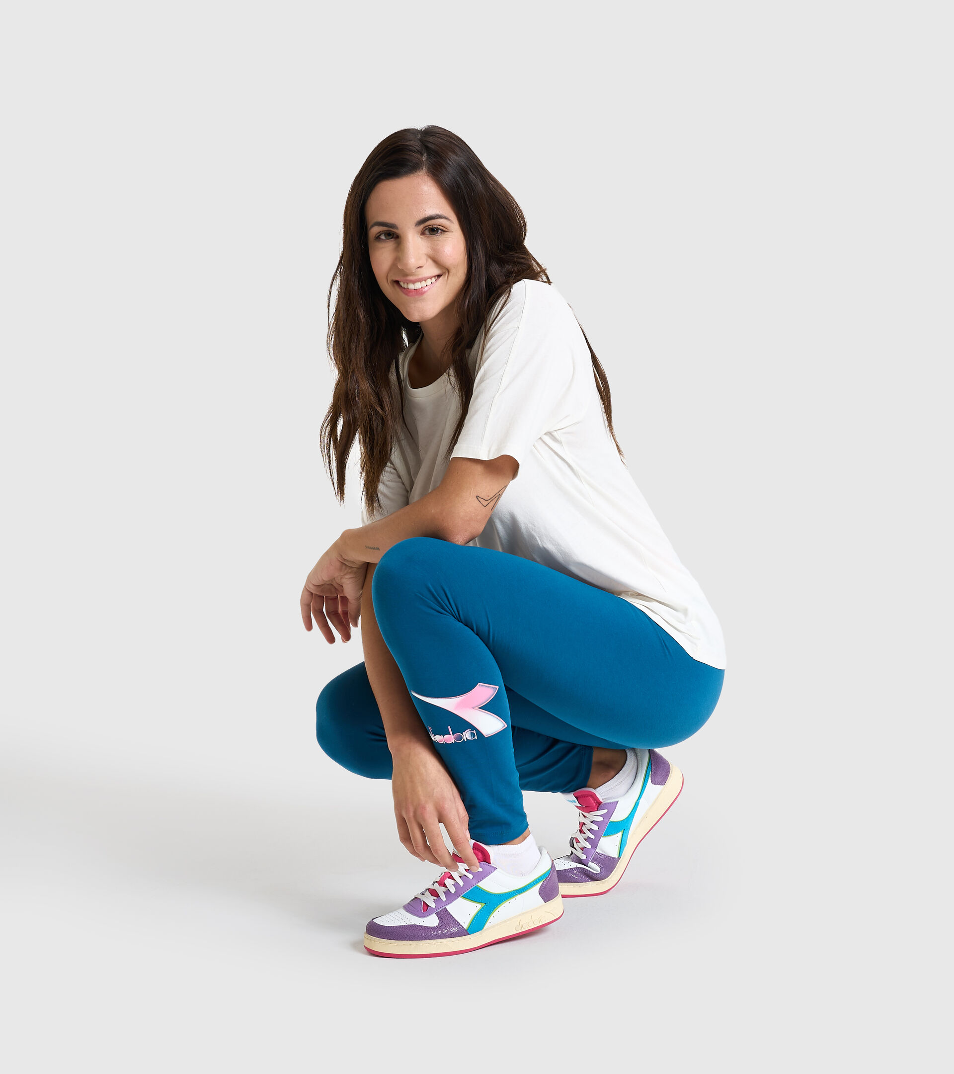 Sports trousers - Women L.LEGGINGS LUSH BLUE MORROCAN - Diadora