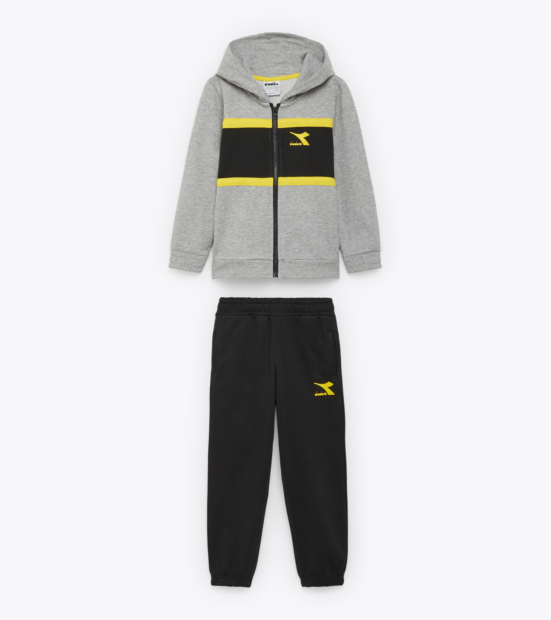 Junior tracksuit - Boys JB.TRACKSUIT HD FZ LIGHT MIDDLE GRAY MELANGE - Diadora