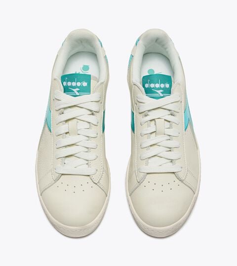 Leather sports sneakers - Women’s GAME L LOW WAXED METALLIC WN SKY-BLUE TURQUOISE - Diadora