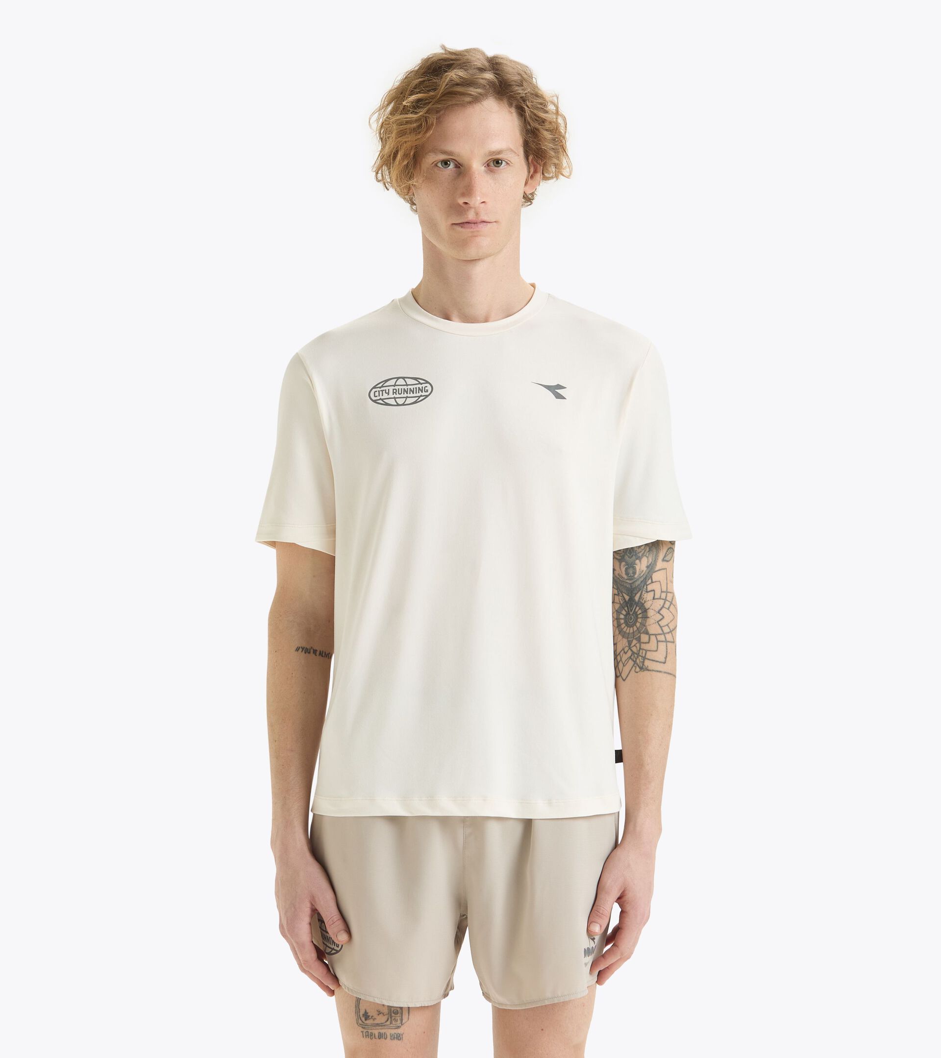 Camiseta para entrenar de manga corta - Unisex SS T-SHIRT MILL CITY BLANCO MURMURAR - Diadora