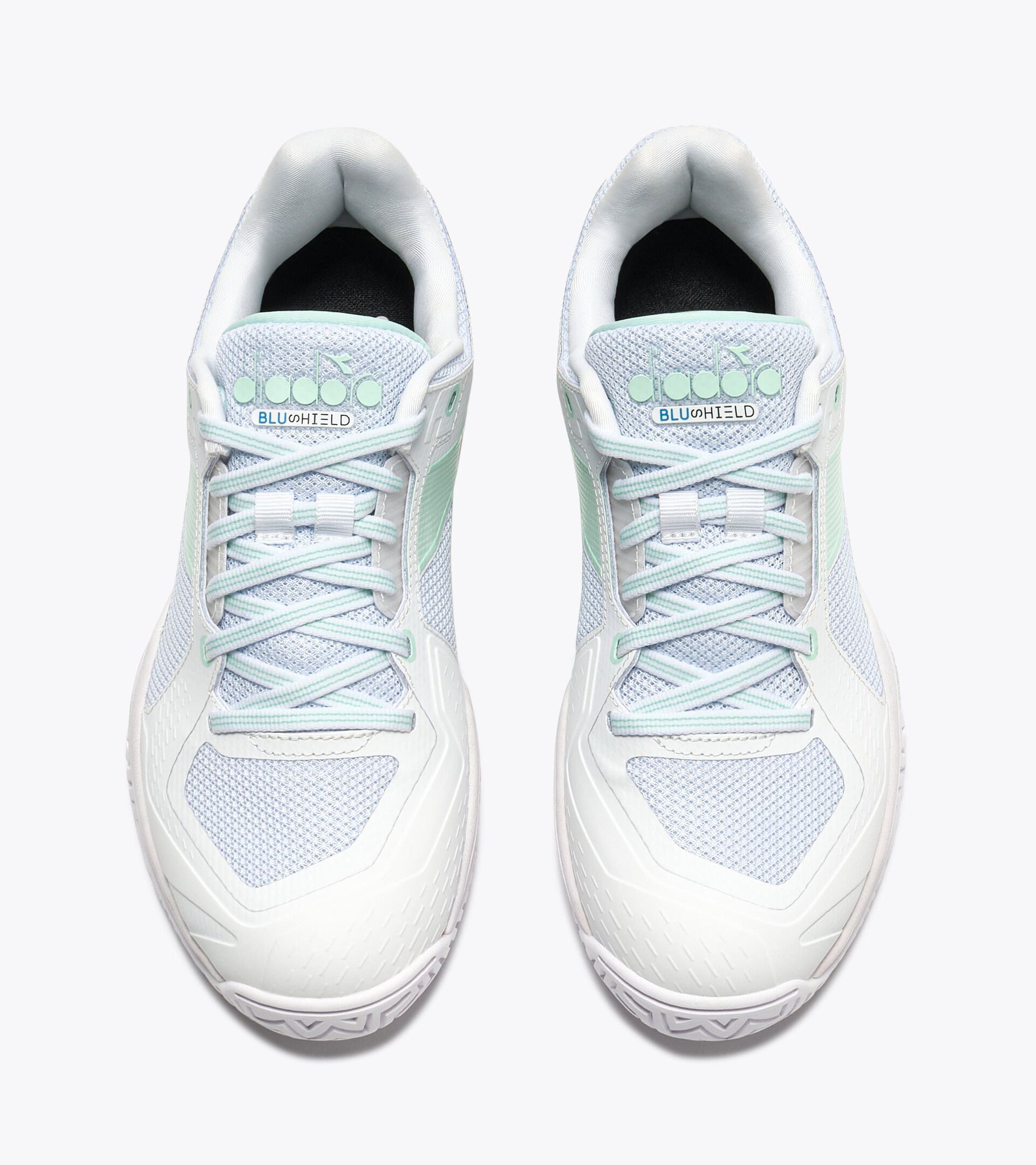 Tennis shoe for hard surfaces and clay courts -  Protection and cushioning - Women&rsquo;s BLUSHIELD TORNEO 3 W AG WHITE/BAY - Diadora