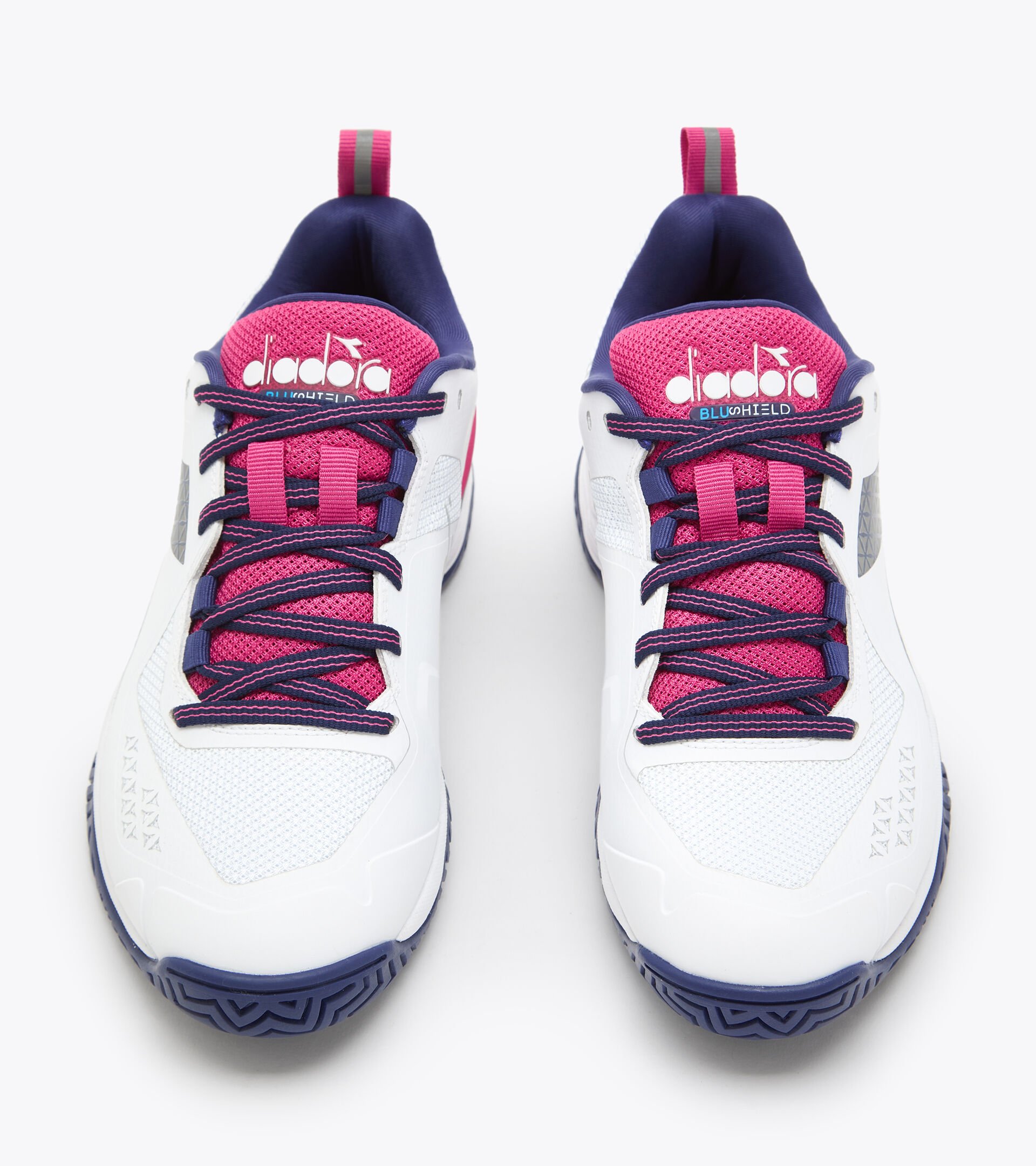 Tennis shoes for hard surfaces or clay courts - Women BLUSHIELD TORNEO 2 W AG WHITE/BLUEPRINT/PINK YARROW - Diadora