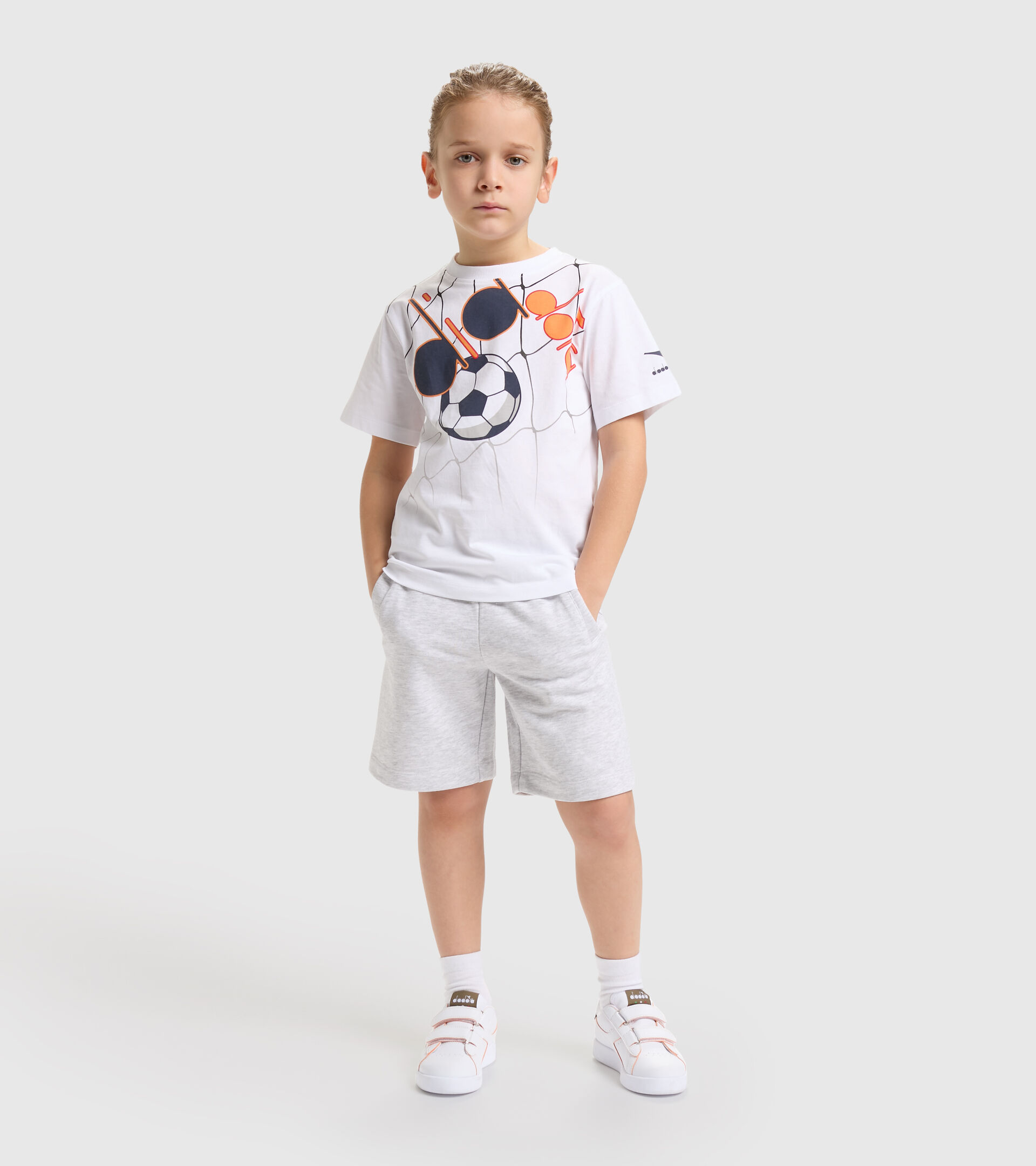 T-shirt de sport en coton - Ado Garçon JB.T-SHIRT SS DIADORA FC BLANC VIF - Diadora