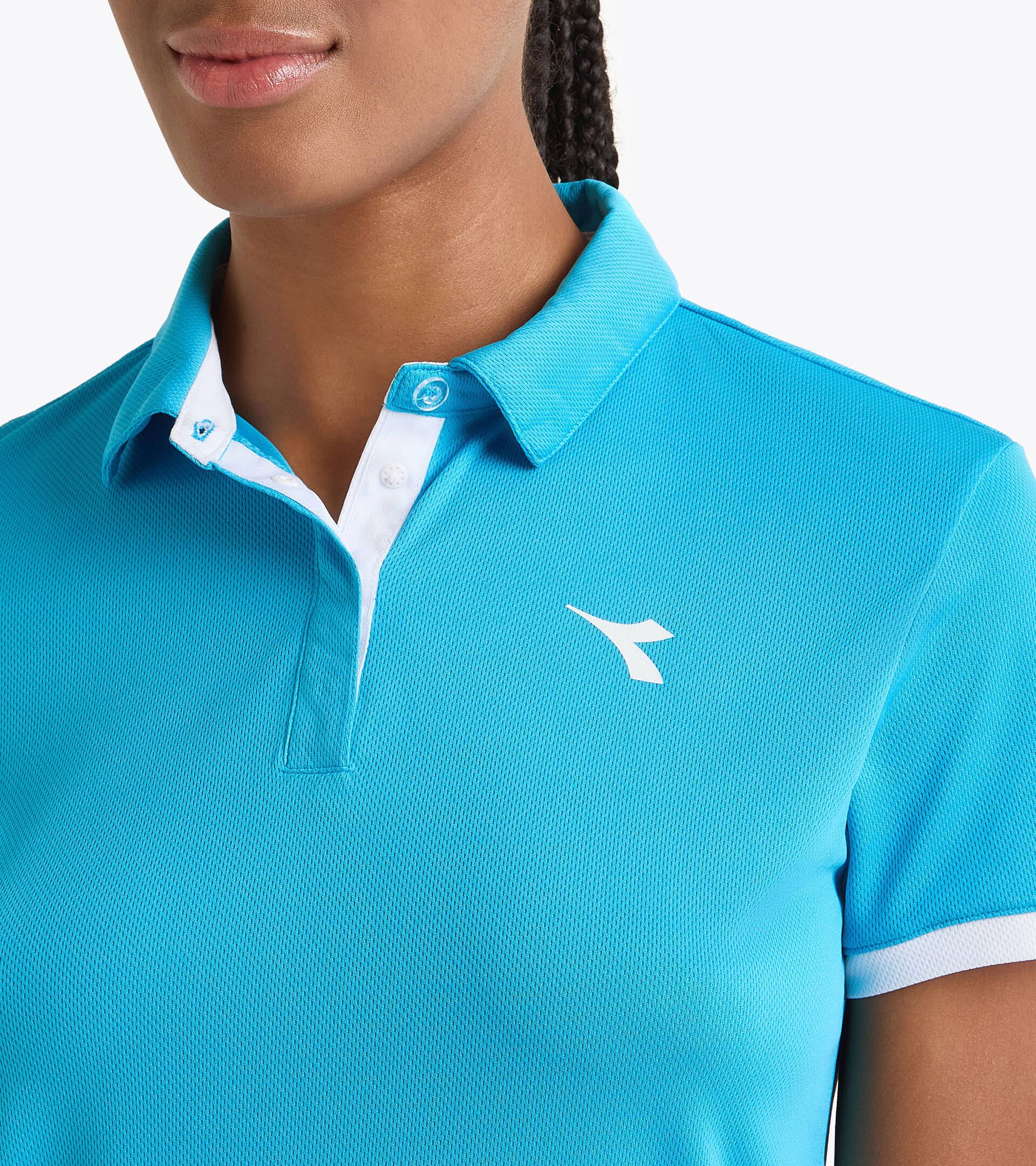 Polo de tennis - Femme L. POLO COURT BLEU ROI FLUO - Diadora