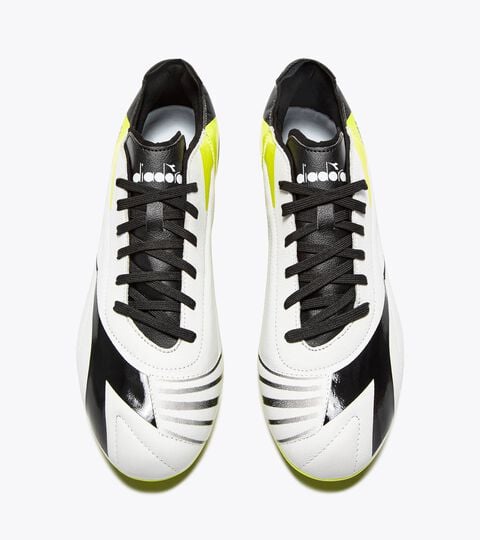 MAXIMUS ICON LT SLP12, NOIR/BLANC/JAUNE FL DD Chaussures de football en cuir pour terrains compacts - Pour tous les genres MAXIMUS ICON LT SLP12 NOIR/BLANC/JAUNE FL DD - Diadora