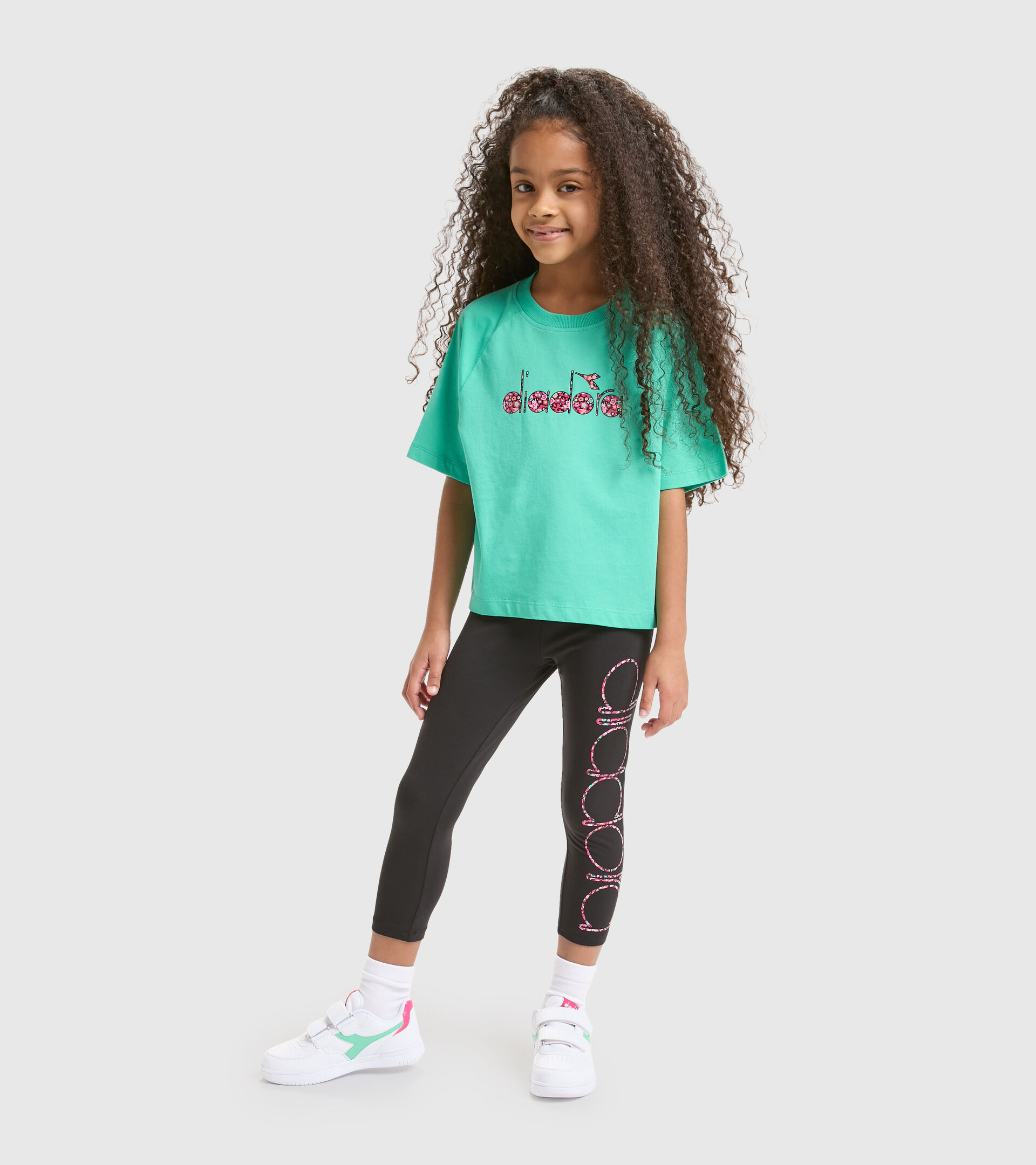 Stretch cotton jersey sports leggings - Girls JG.LEGGINGS BLOSSOM BLACK - Diadora