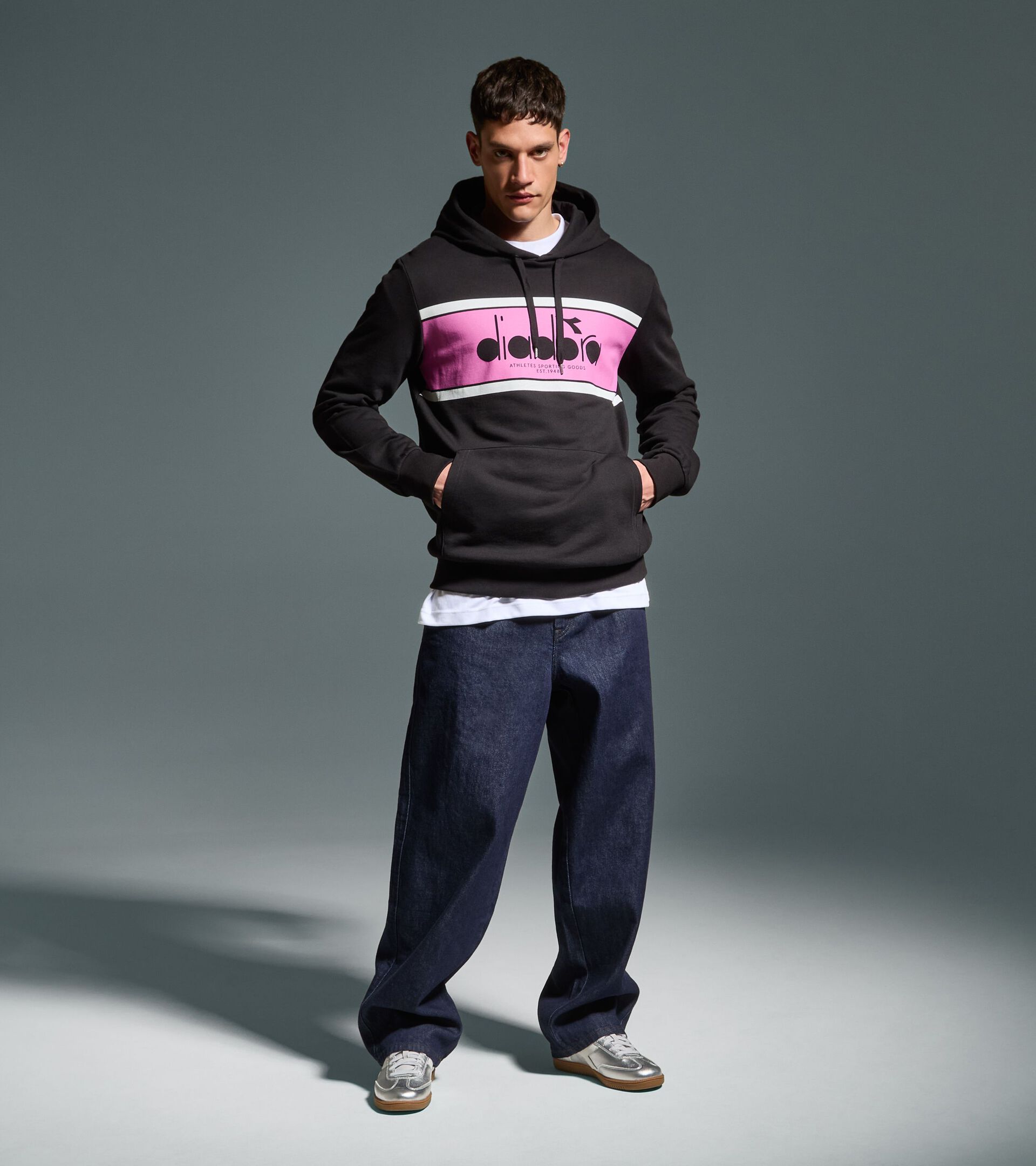 Sweatshirt mit Kapuze im Colorblock - alle Geschlechter HOODIE LOGO WILD ROSA - Diadora