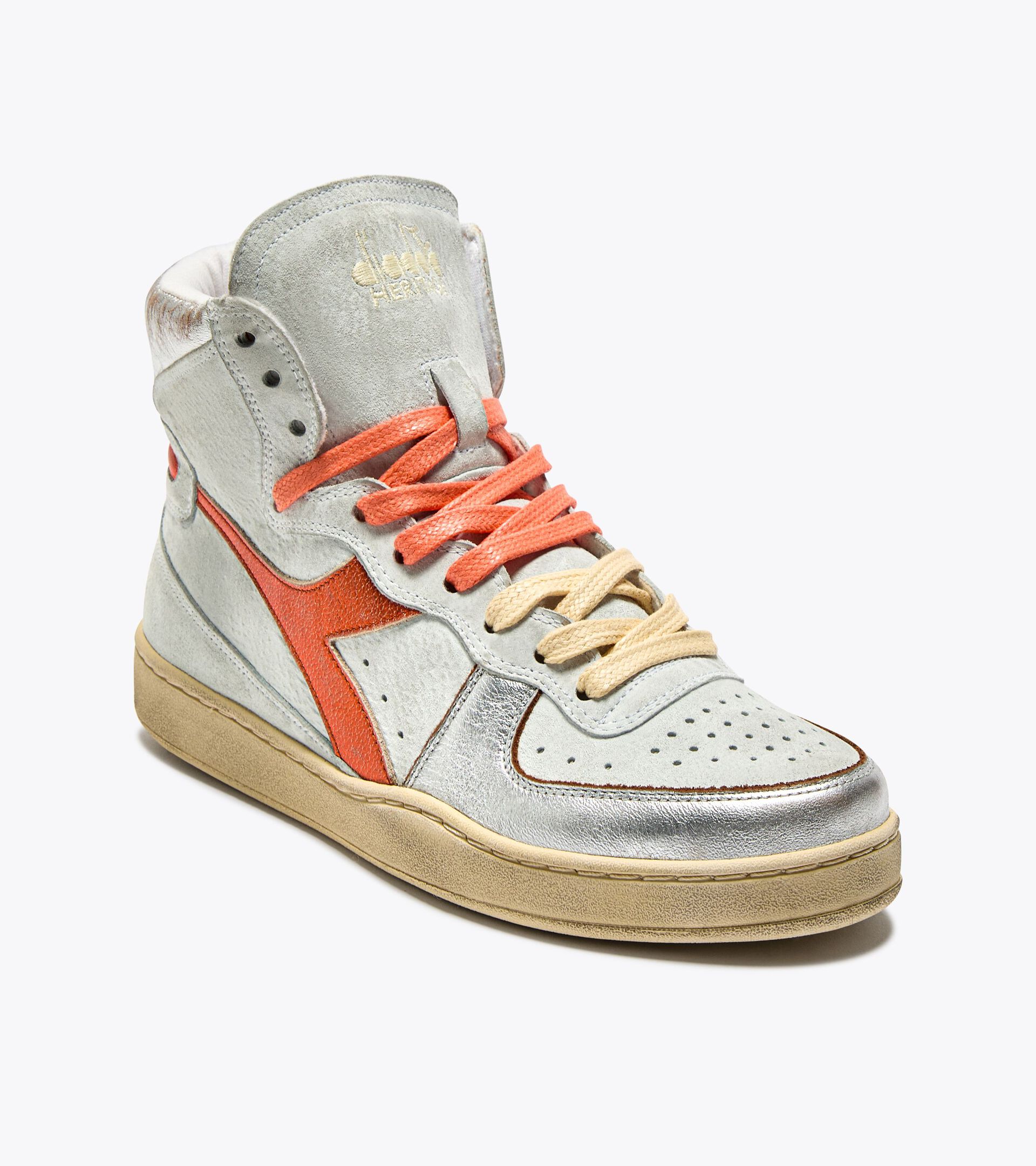 Chaussures Heritage - Femme MI BASKET METAL PIGSKIN USED WN BIANCO/ARANCIO NASTURZIO - Diadora