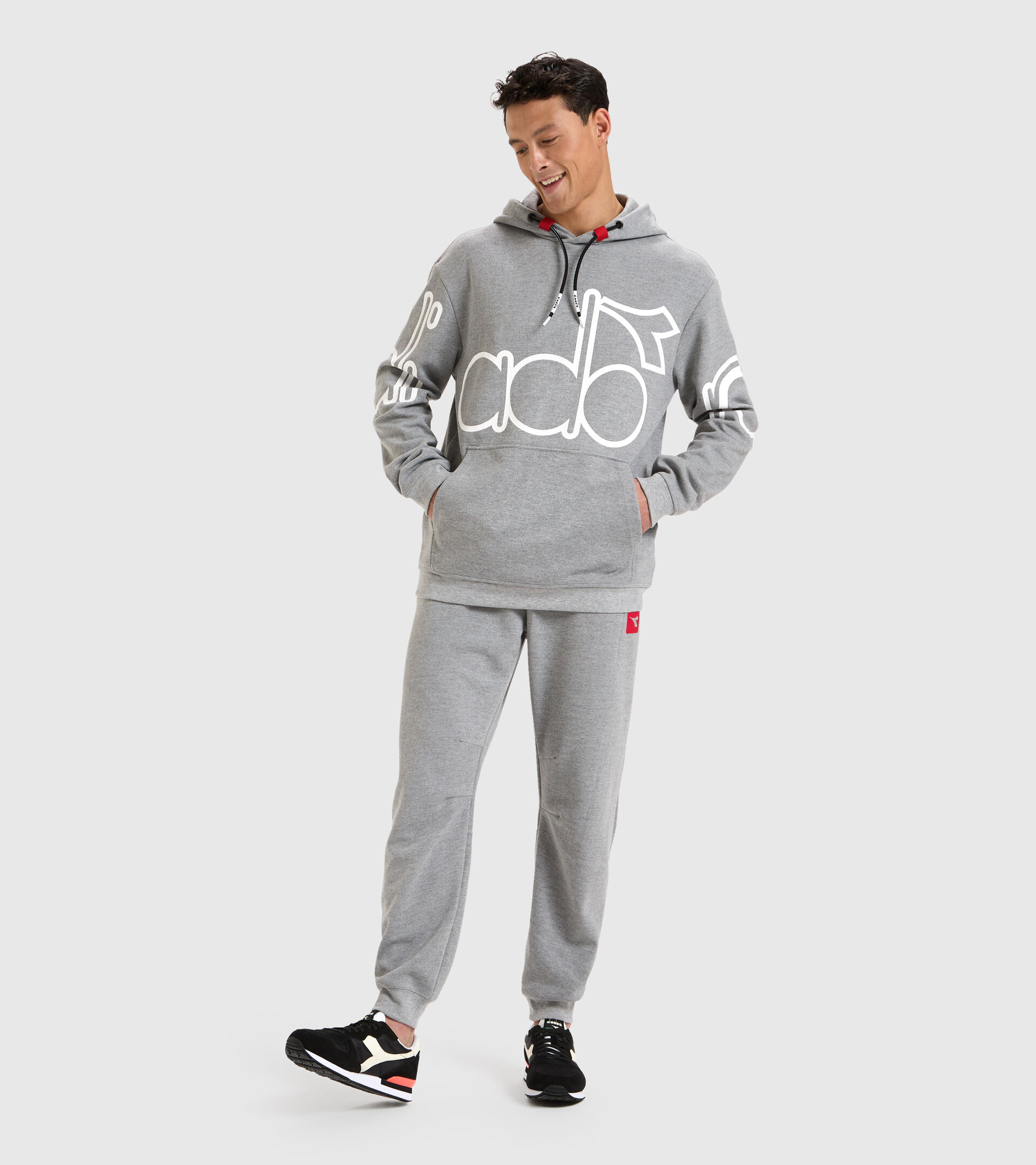 Viscose and polyester sweatshirt - Men HOODIE URBANITY LIGHT MIDDLE GREY MELANGE - Diadora
