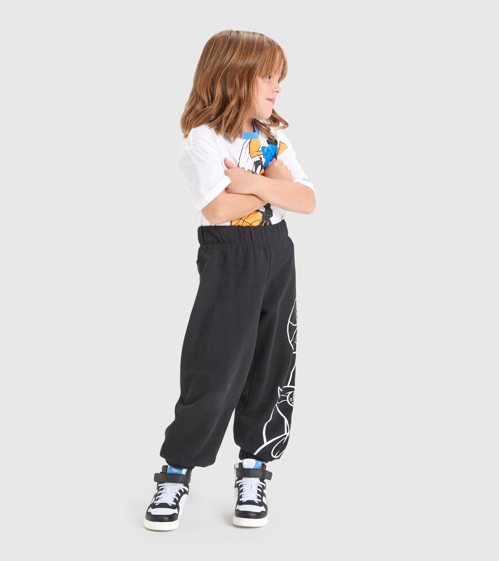 Pantalon jogger en molleton de coton - Enfant JU.JOGGER PANT WB NOIR - Diadora