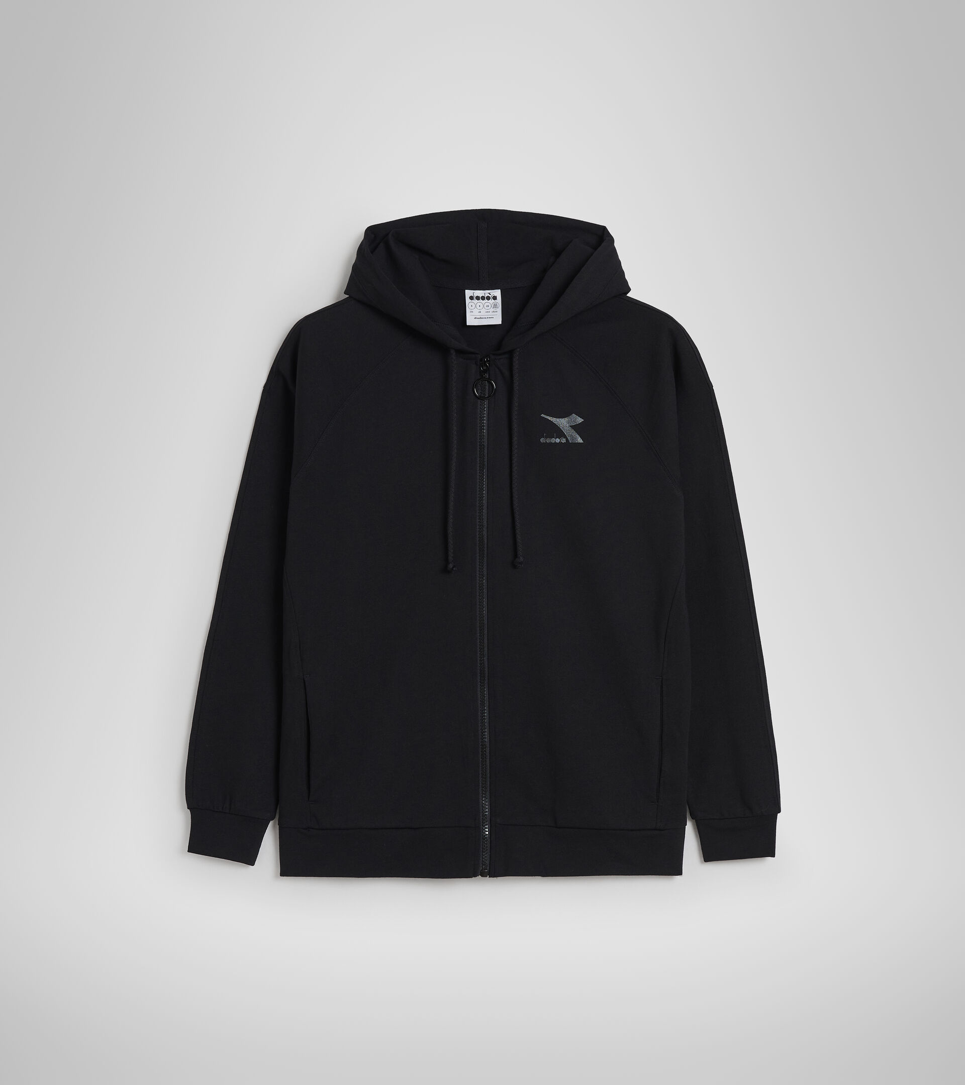 Cotton sports sweatshirt - Women L. HOODIE FZ CHROMIA BLACK - Diadora