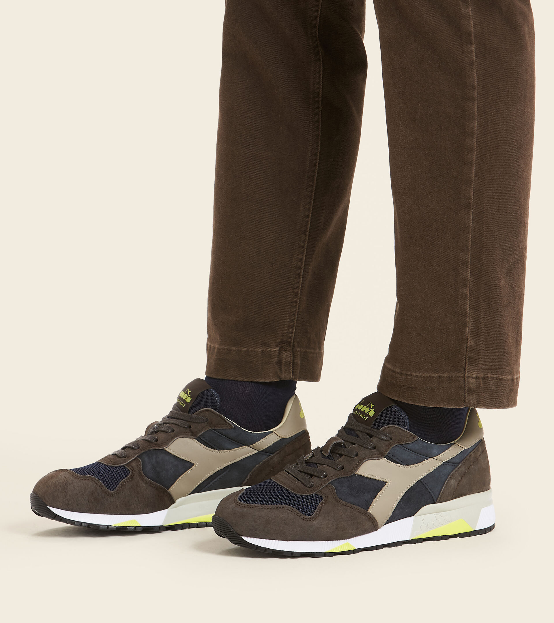 Footwear Heritage UOMO TRIDENT 90 SUEDE SW BLUE DENIM/BROWN TURKISH COFFE Diadora