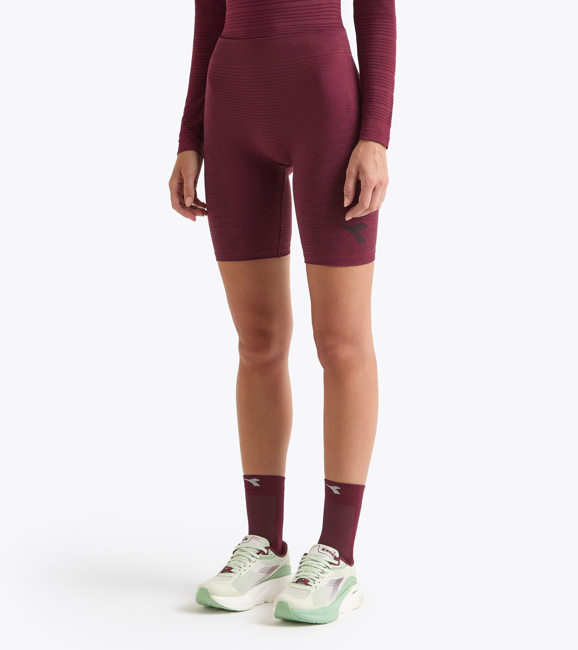 Technical shorts for temperature control -  Running - Women’s L. STRATOUNO HALF-TIGHT MAROON BANNER - Diadora