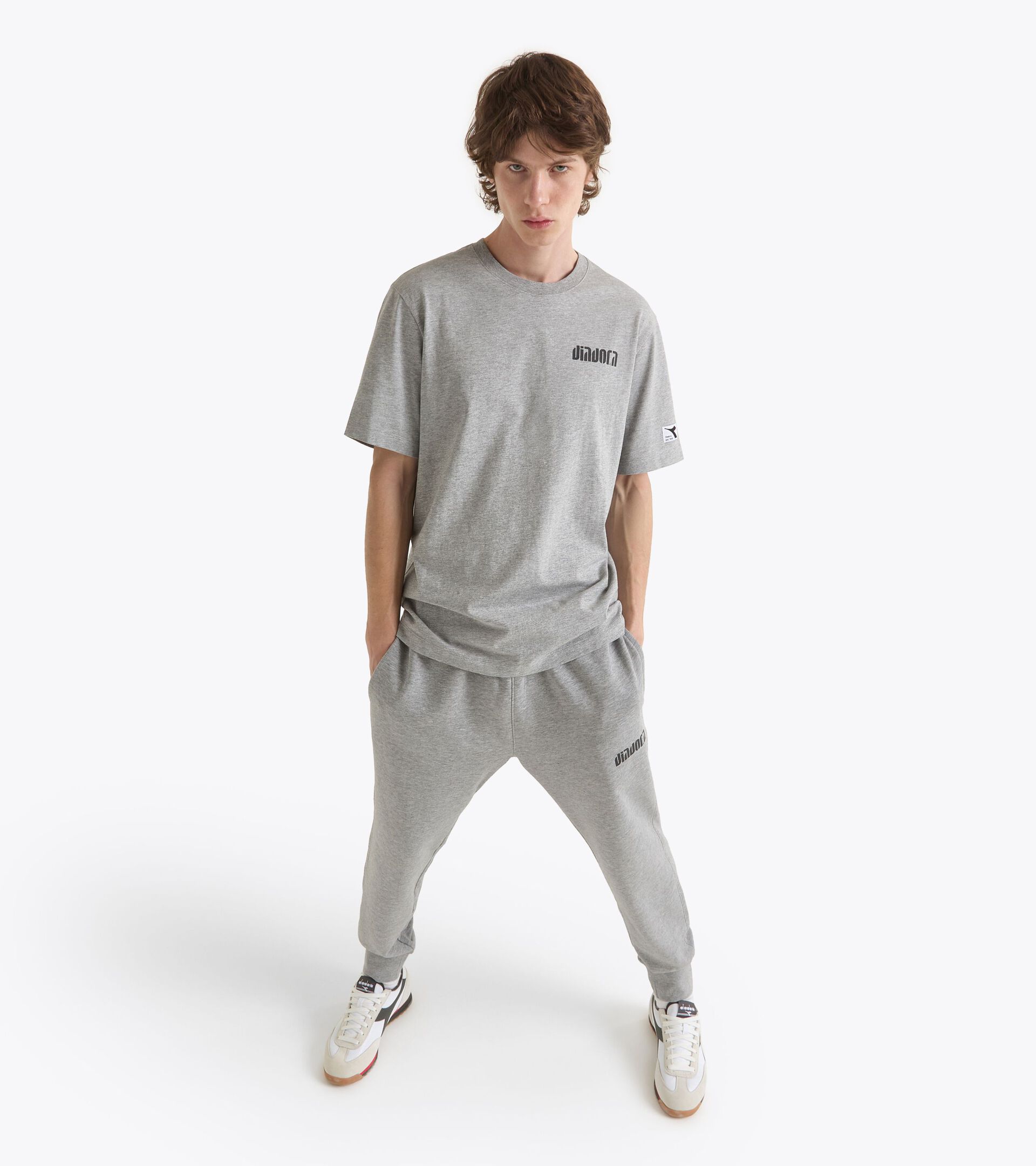 Cotton t-shirt - All-gender T-SHIRT SS ATHL. LOGO SL HIGH RISE MELANGE - Diadora