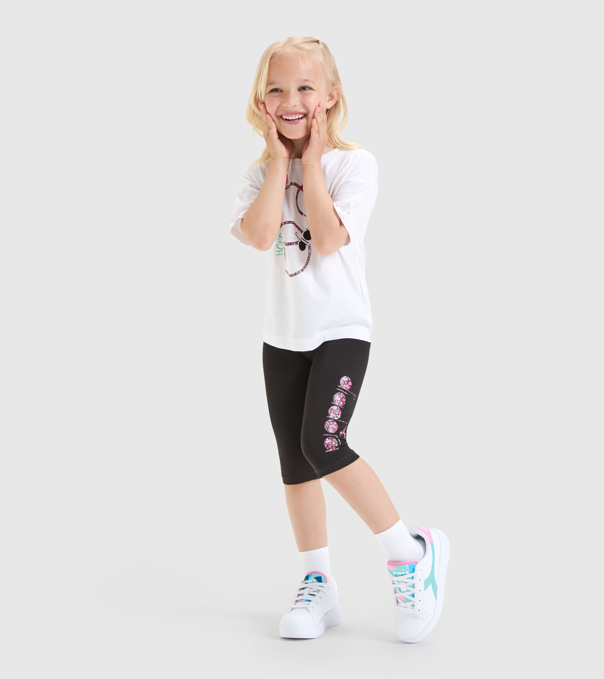 Stretchy T-shirt and shorts set - Girls JG.SET HOOPS OPTICAL WHITE - Diadora