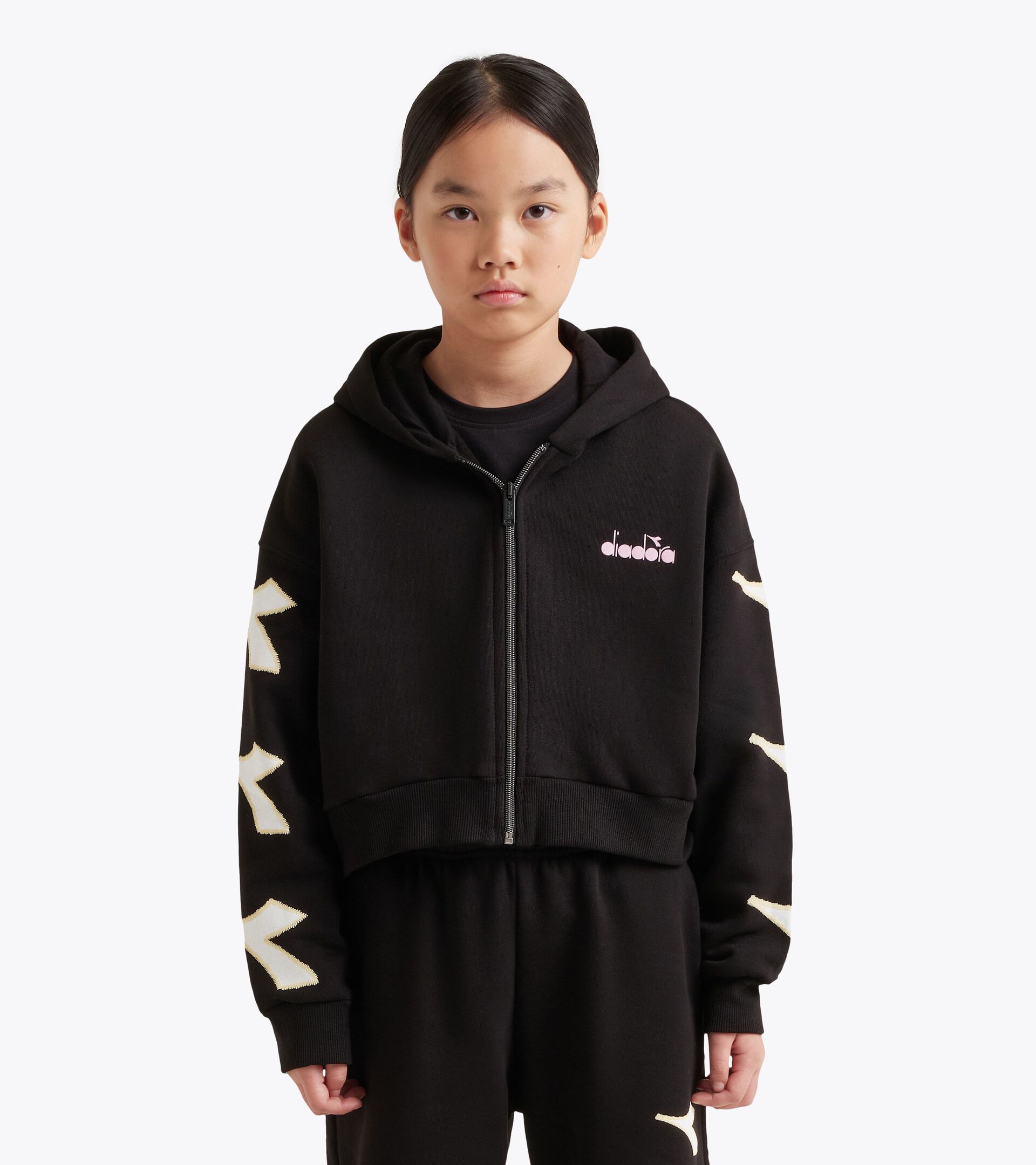Felpa con cappuccio - Ragazze JG. HOODIE FZ WONDERLAND NERO - Diadora
