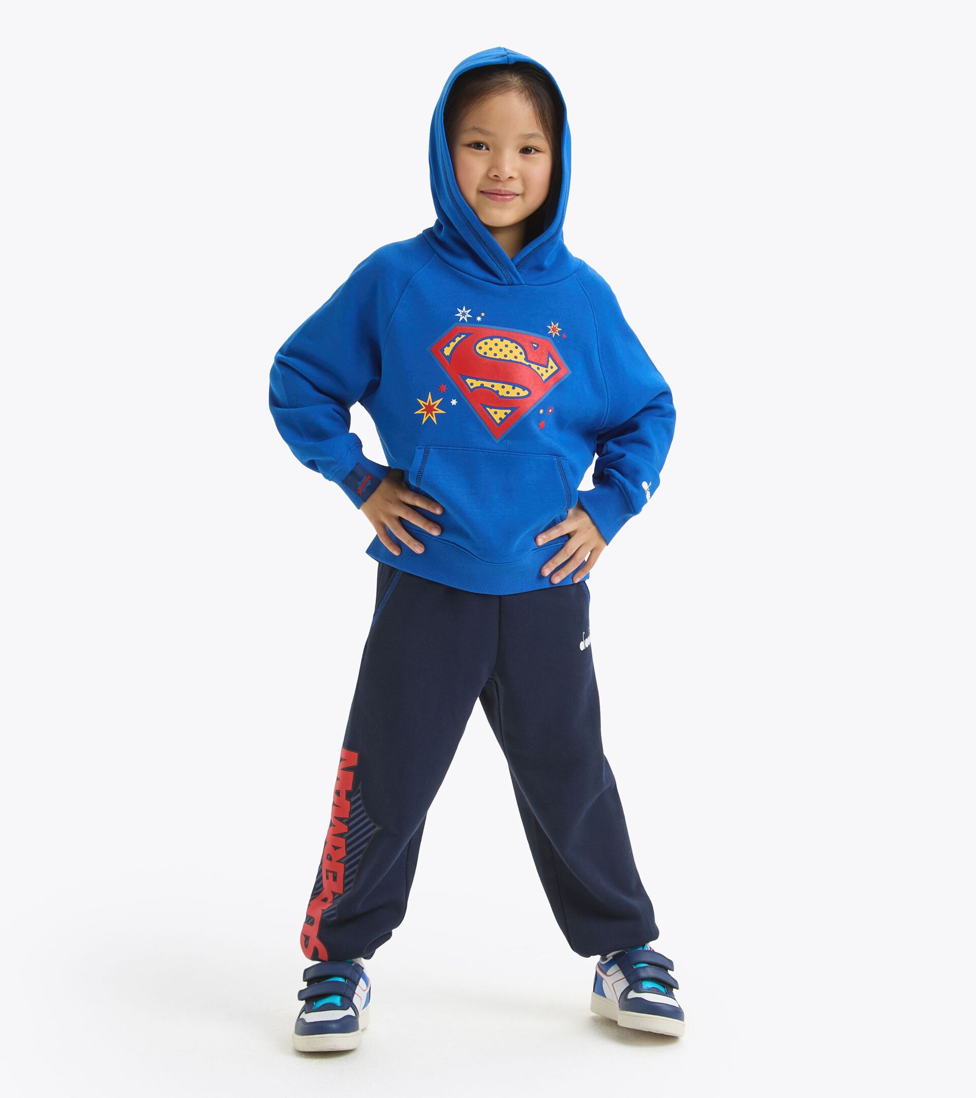 Felpa con cappuccio supereroi - Bambini e bambine  JU.HOODIE SUPERHEROES BLU PRINCIPESSA - Diadora