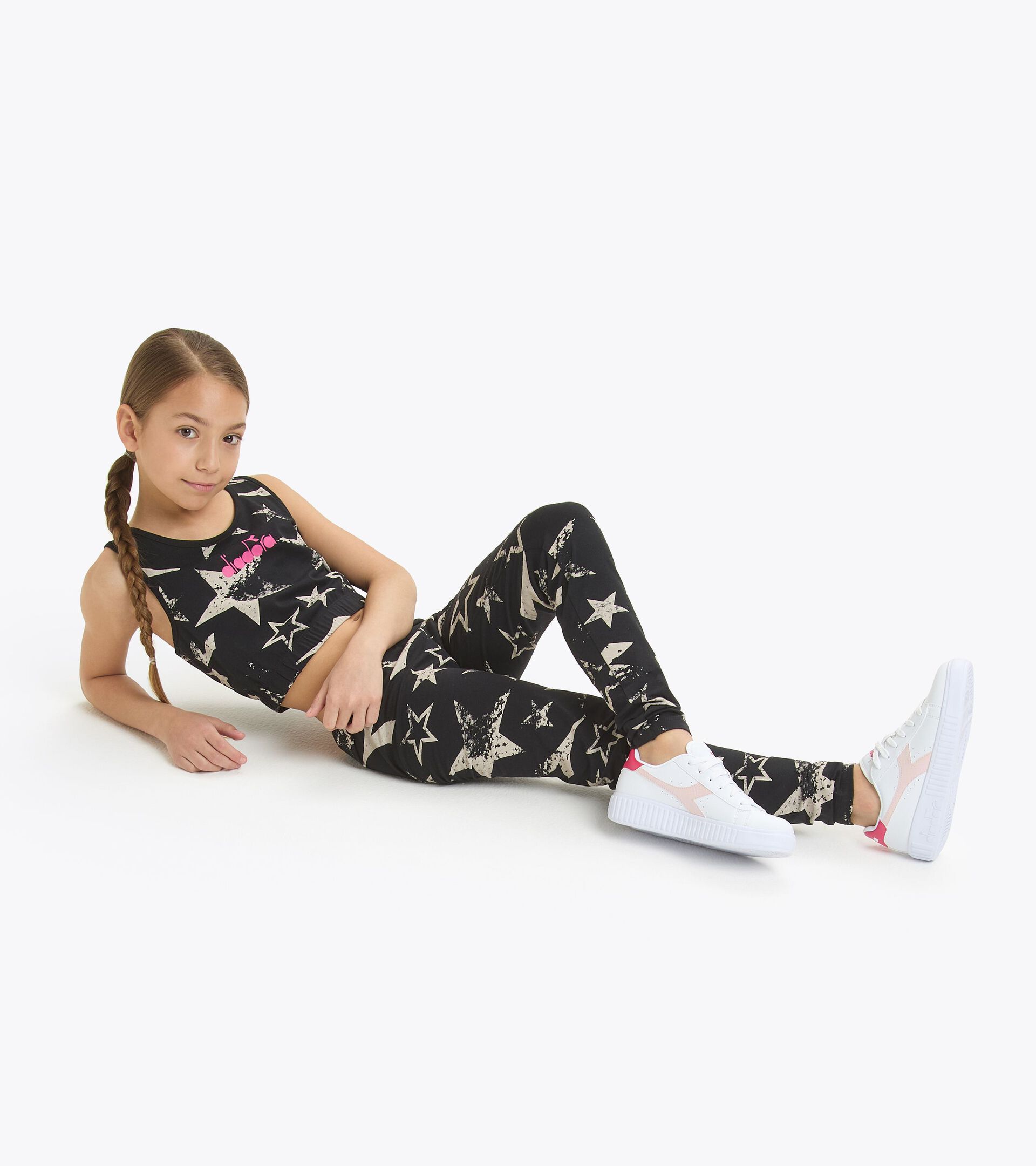 Cotton crop top - Girl JG. TOP STARS BLACK - Diadora