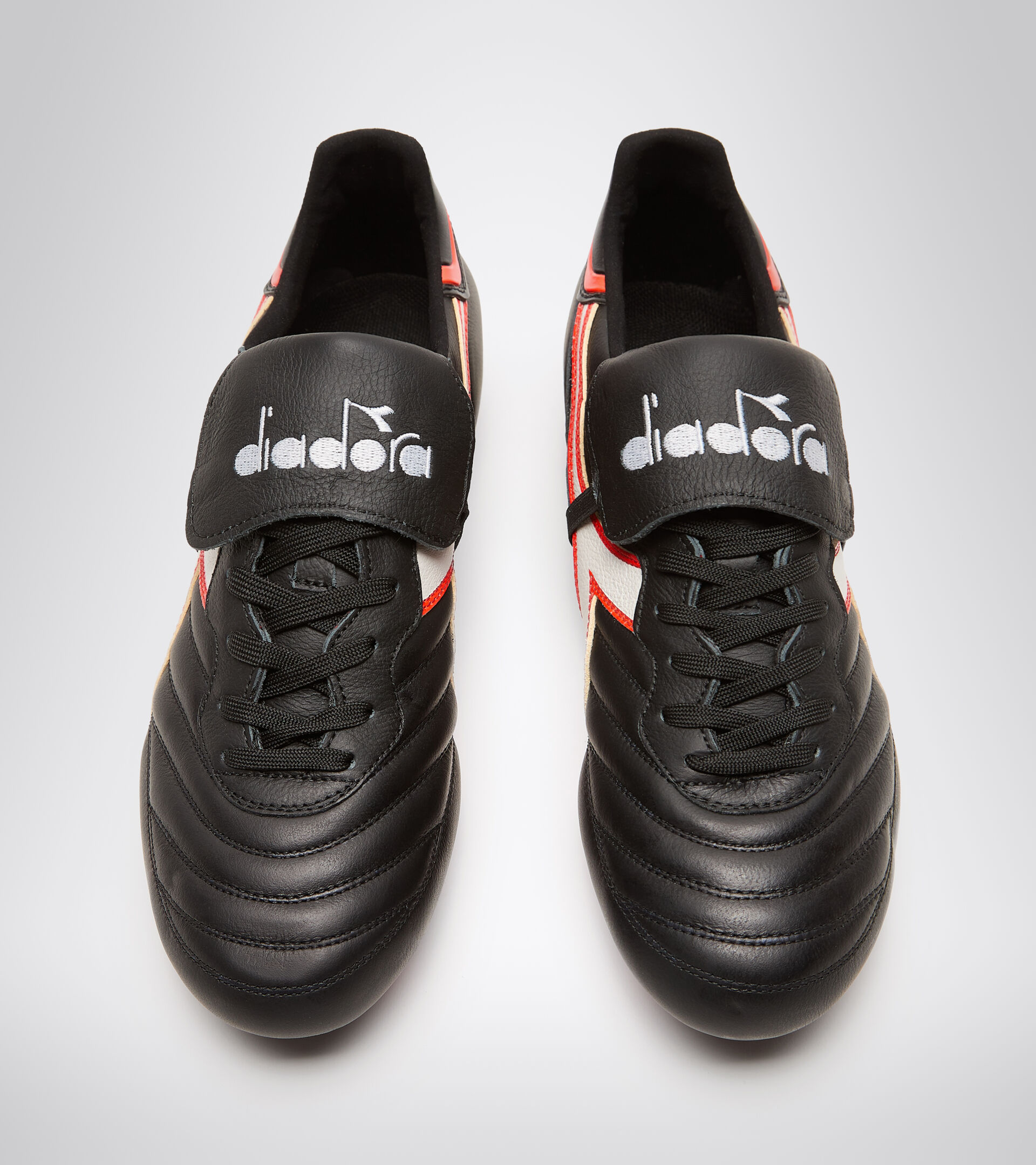 Firm ground football boots - Made in Italy BRASIL ITALY LT+ MDPU BLACK/WHITE/FLUO RED - Diadora