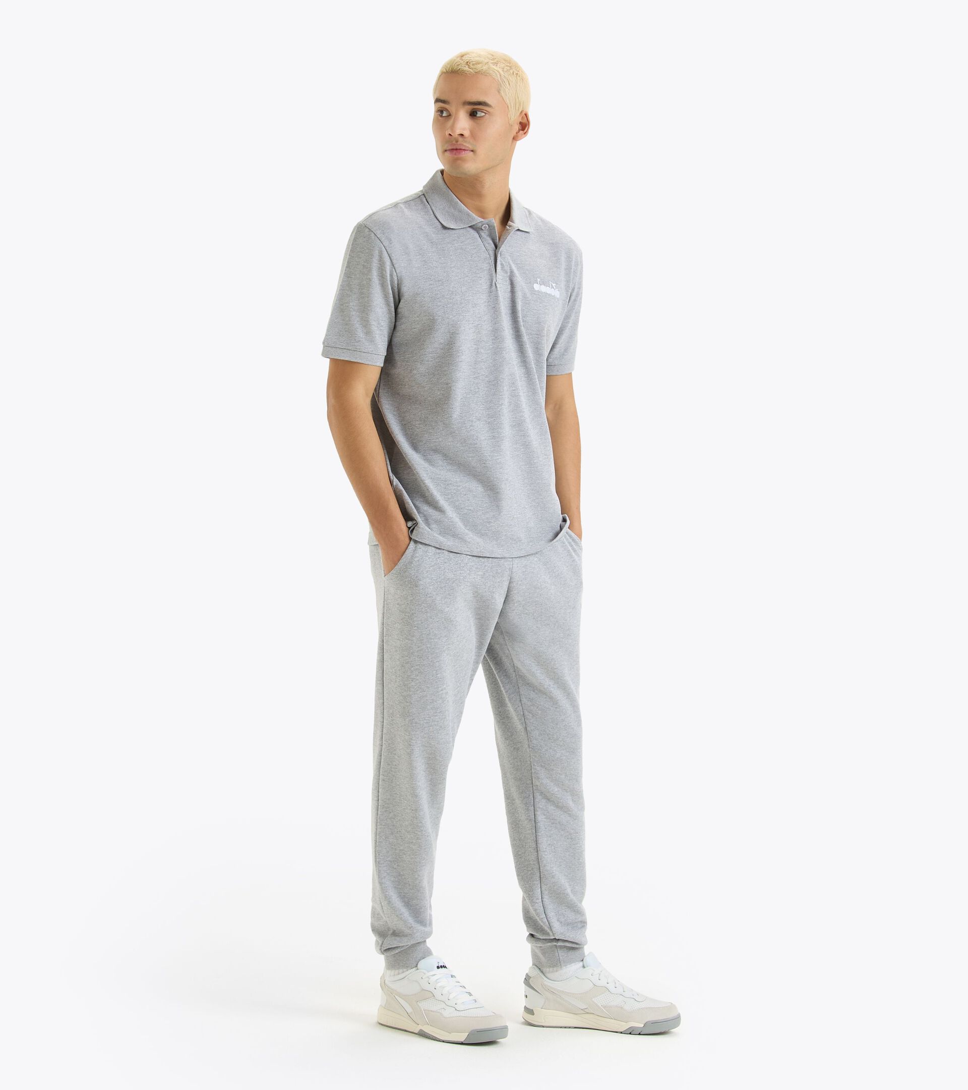 Polo sportiva - Made in Italy - Gender Neutral POLO SS LOGO GRIGIO GRATTACIELO MELANGE - Diadora