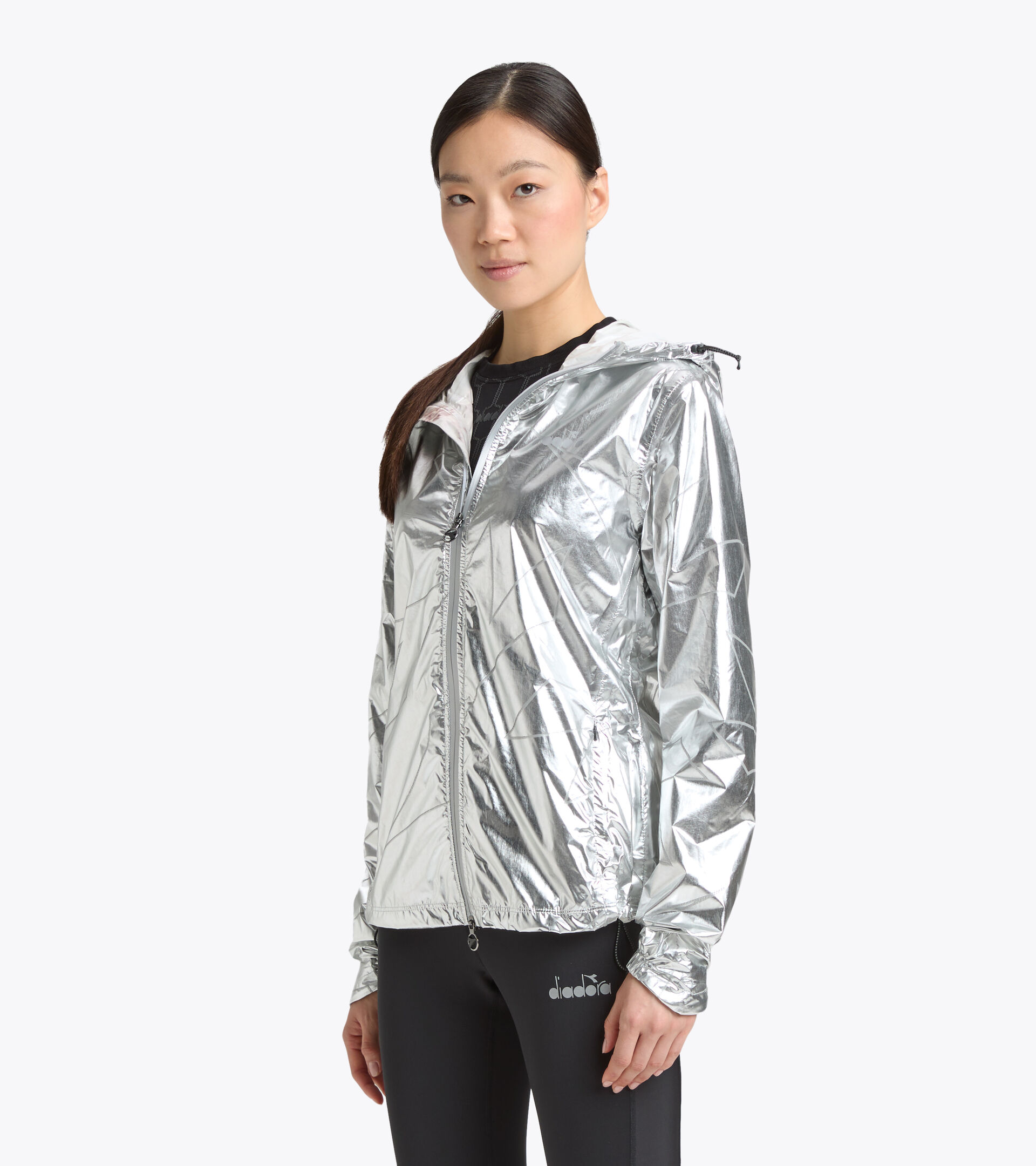 Giacca antipioggia da running - Donna L. RAIN LOCK JACKET ARGENTO REFLEX - Diadora