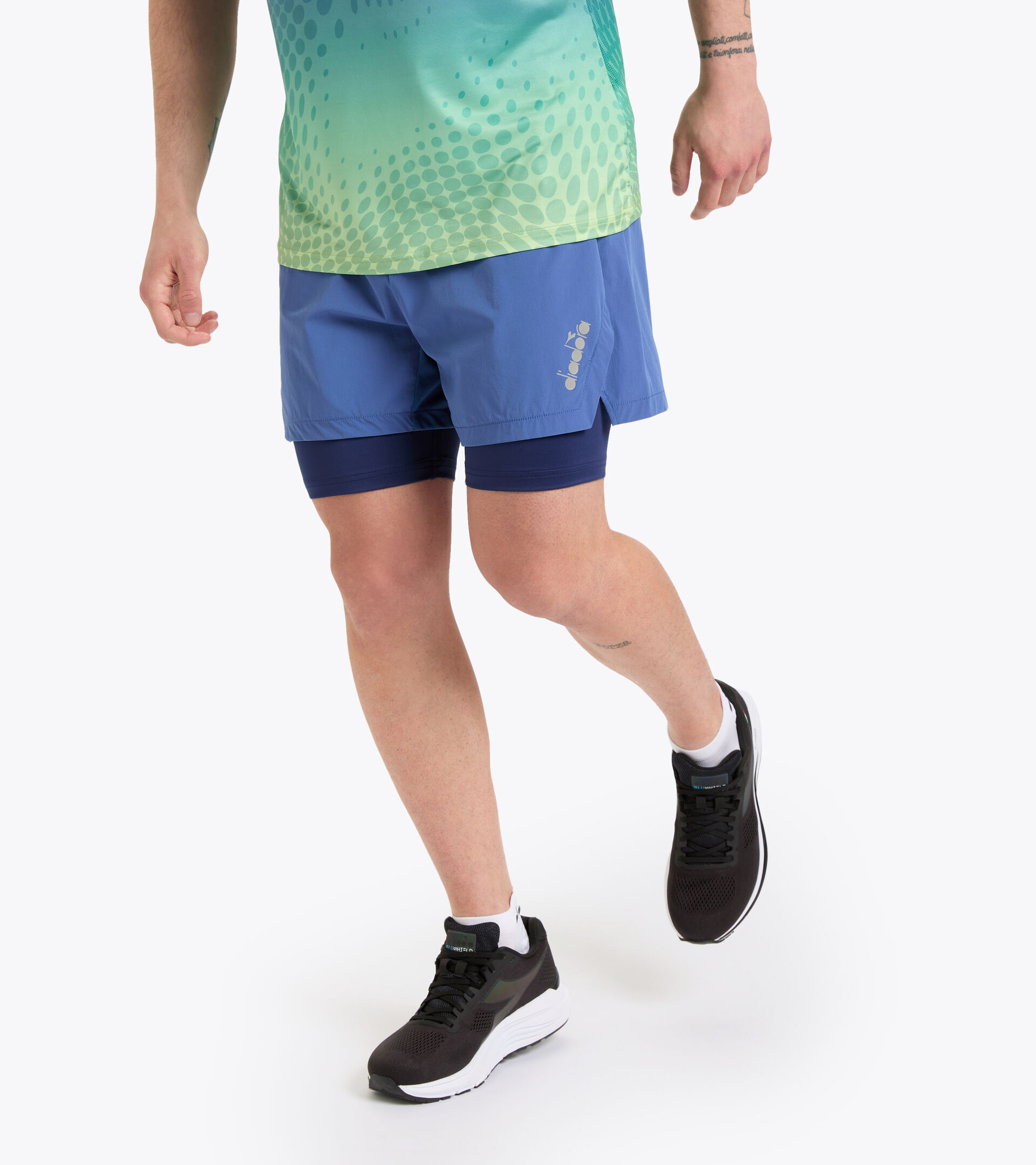 Double-layered shorts - Men DOUBLE LAYER BERMUDA BE ONE BLUE BYZANTINE - Diadora