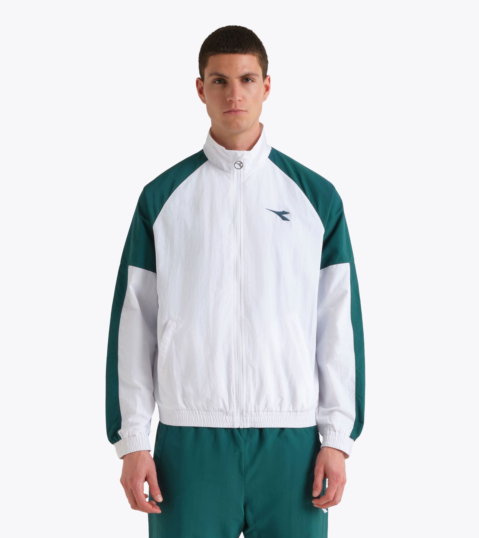 Tennis Track Jacket - Competition - All-gender U. TRACK JACKET MATCH OPTICAL WHITE /SHADED SPRUCE - Diadora