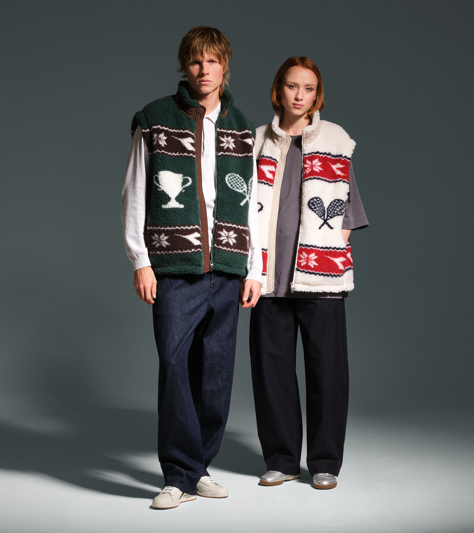 Reversible fleece jacket - Exclusive e-commerce & Cortina Store - All-gender REVERSIBLE POLAR FLEECE VEST WHITE - Diadora