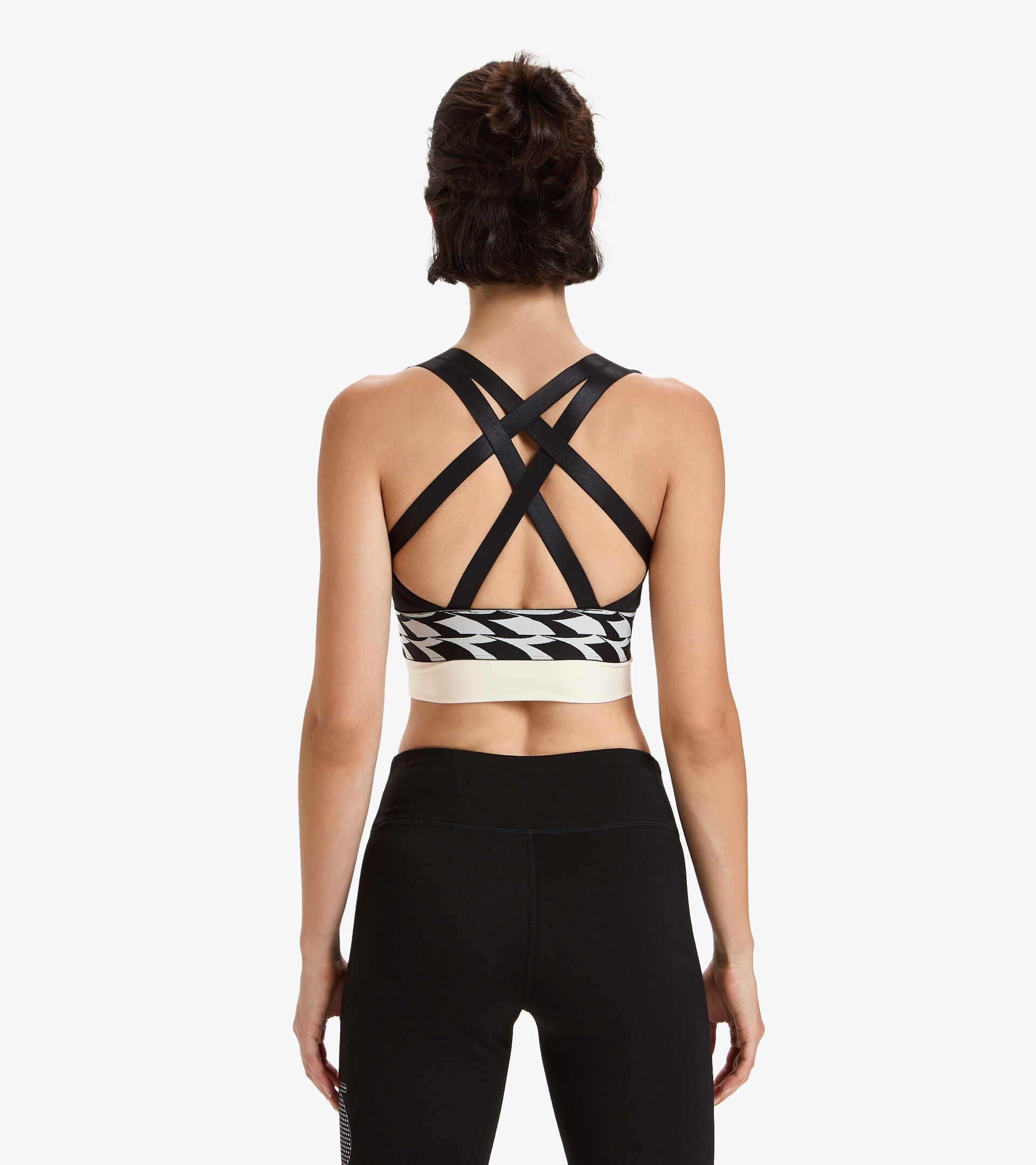 Sports bra for running - Women L. MEDIUM SUPPORT BRA WHISPER WHITE/BLACK - Diadora