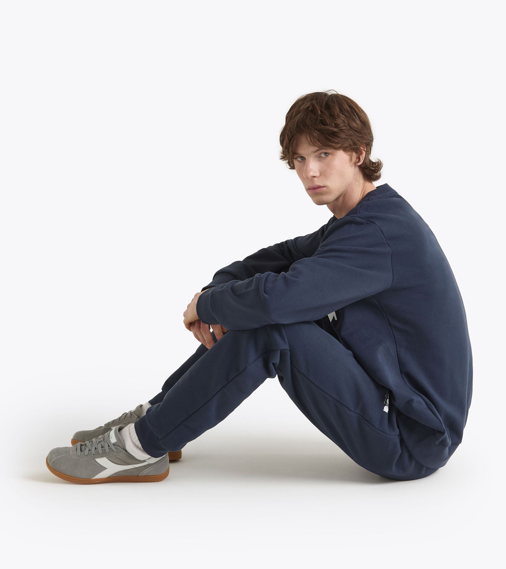 Sweatshirt aus Baumwolle mit rundem Ausschnitt - alle Geschlechter SWEATSHIRT CREW LOGO NACHTSBLAU - Diadora