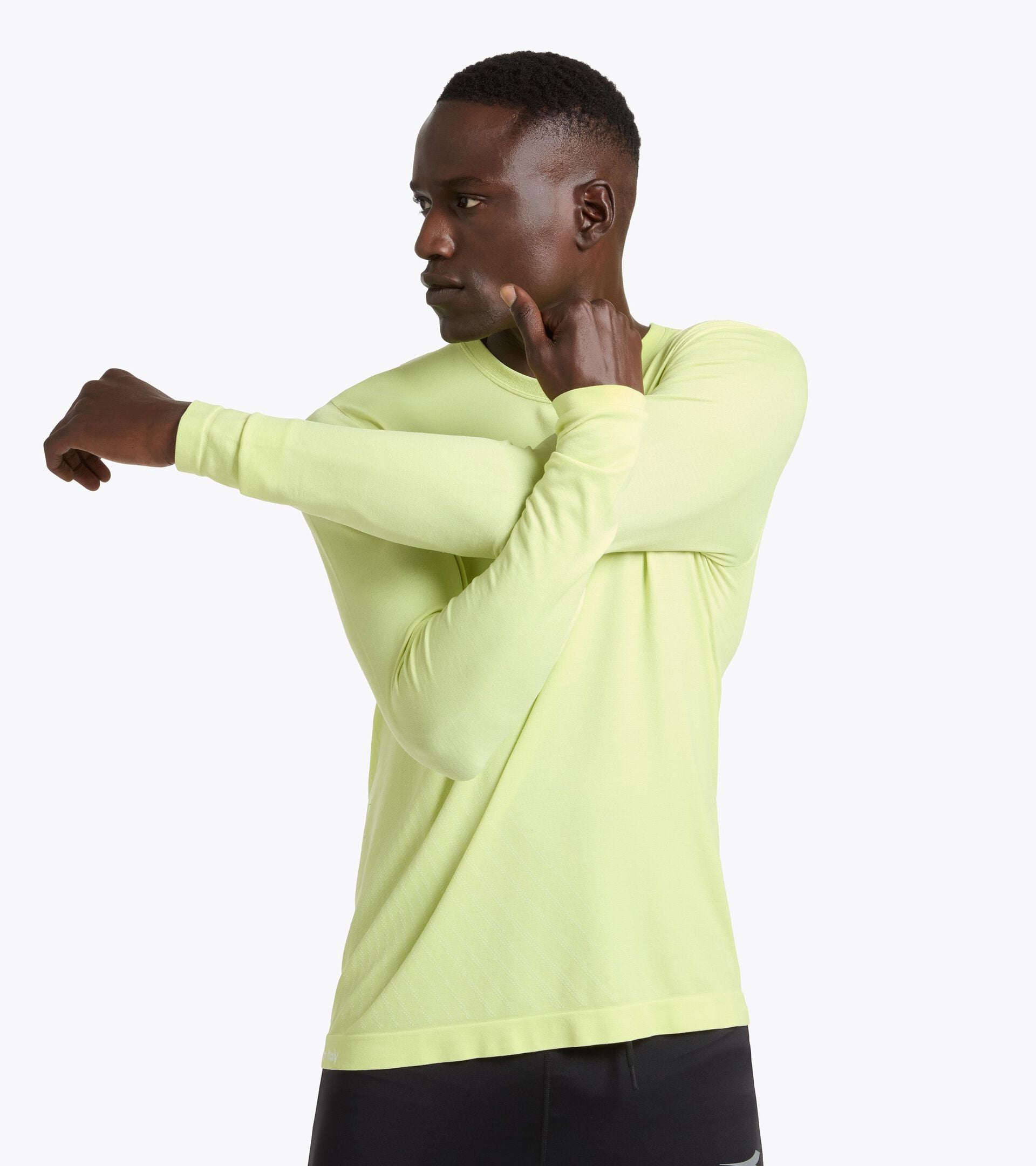 Long-Sleeve Thermoregulating Technical T-shirt - STRATOUNO Running - Men&rsquo;s LS T-SHIRT STRATOUNO WILD LIME GREEN - Diadora