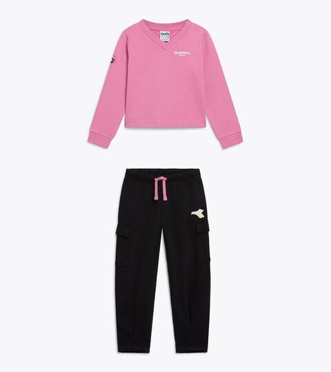 Surv&ecirc;tement cotton look - Regular/Relaxed - Fille JG. TRACKSUIT FZ LOGO (BR) NOIR - Diadora